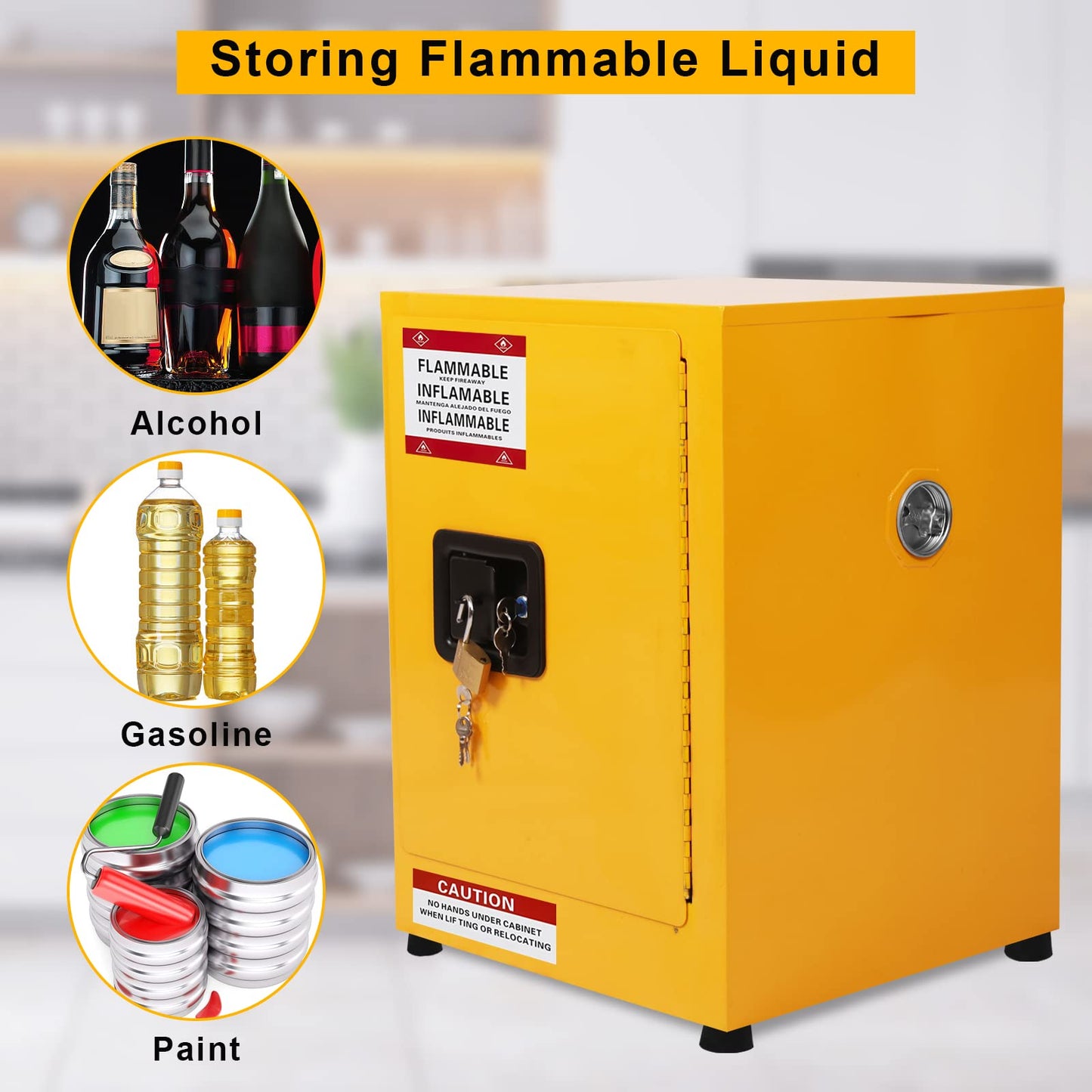 Garvee 17 in x 17 in x 18 in Flammable Cabinet, Hazardous Storage Cabinet Adjustable Shelf Flammable Storage Cabinet