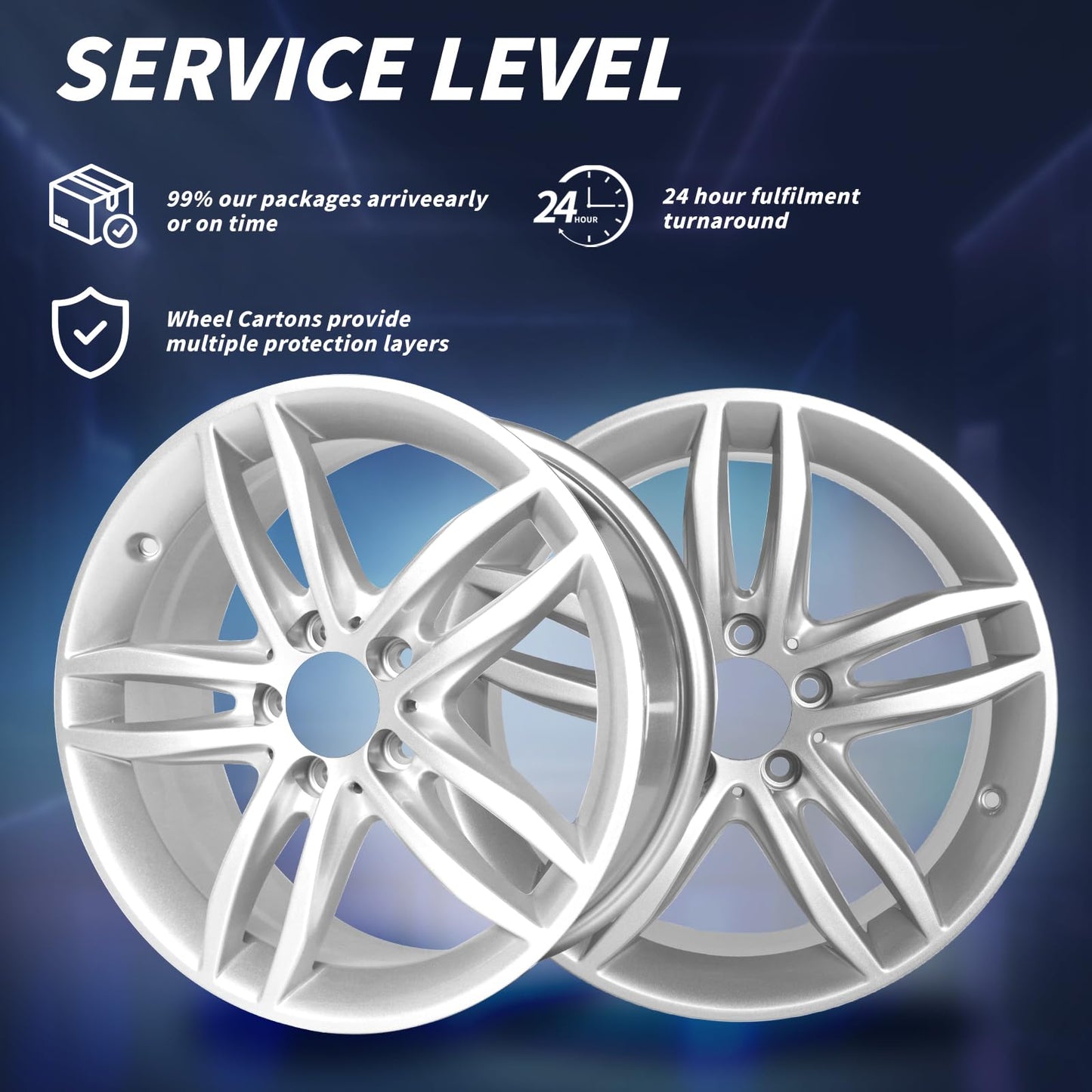 LUNEGUE Factory Wheel Replacement New Rims 17x7.5 17 Inch Front Aluminum Alloy Wheel Rim Fits for Mercedes-Benz C-Class C250 C300 C350 2012 2013 2014, ALY85227 Silver