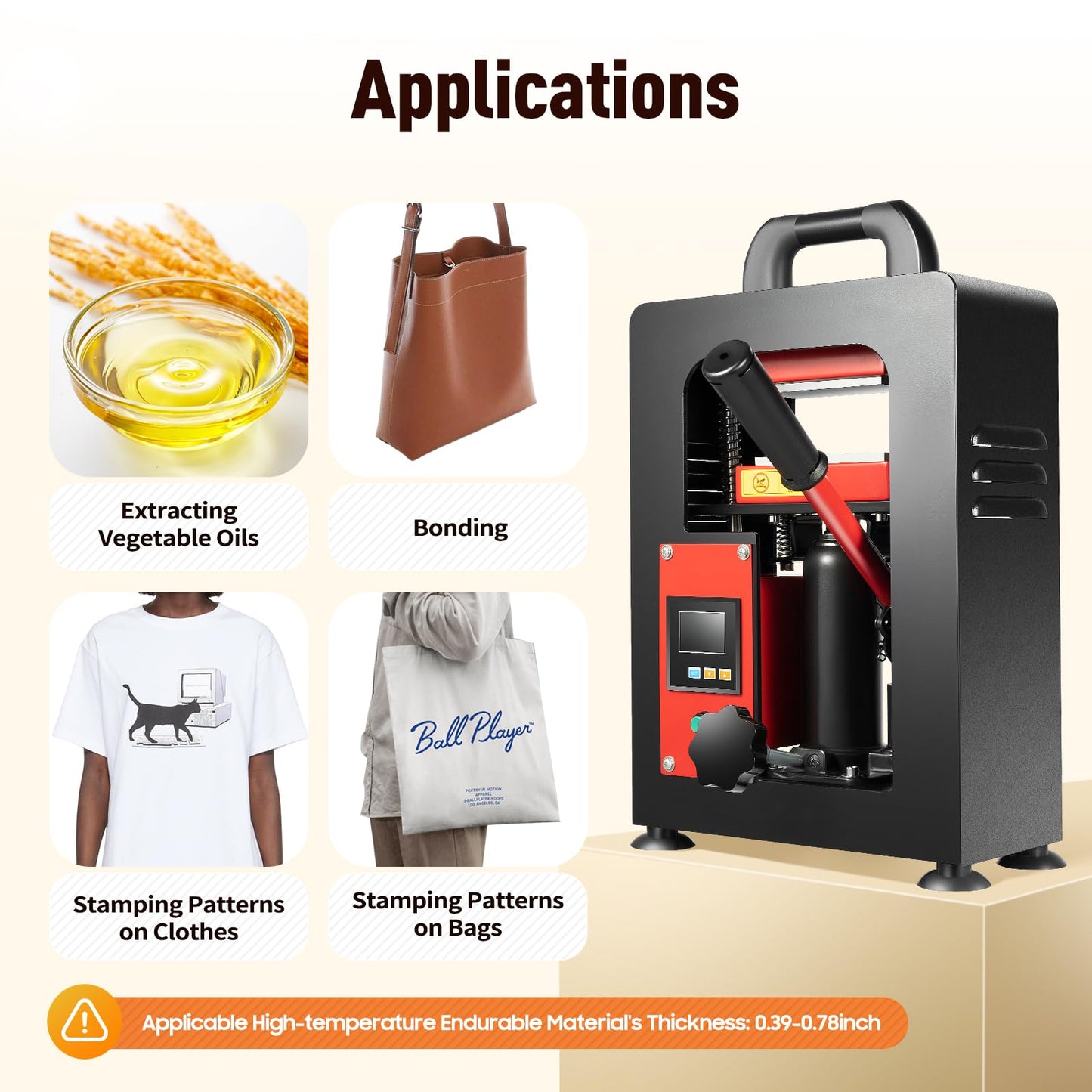 5 Ton Hydraulic Heat Press Machine, Portable Manual Heat Press Machine with LCD Display and Liftable Handle, Heavy-Duty Heat Press for Printing Heat Transfer Equipment