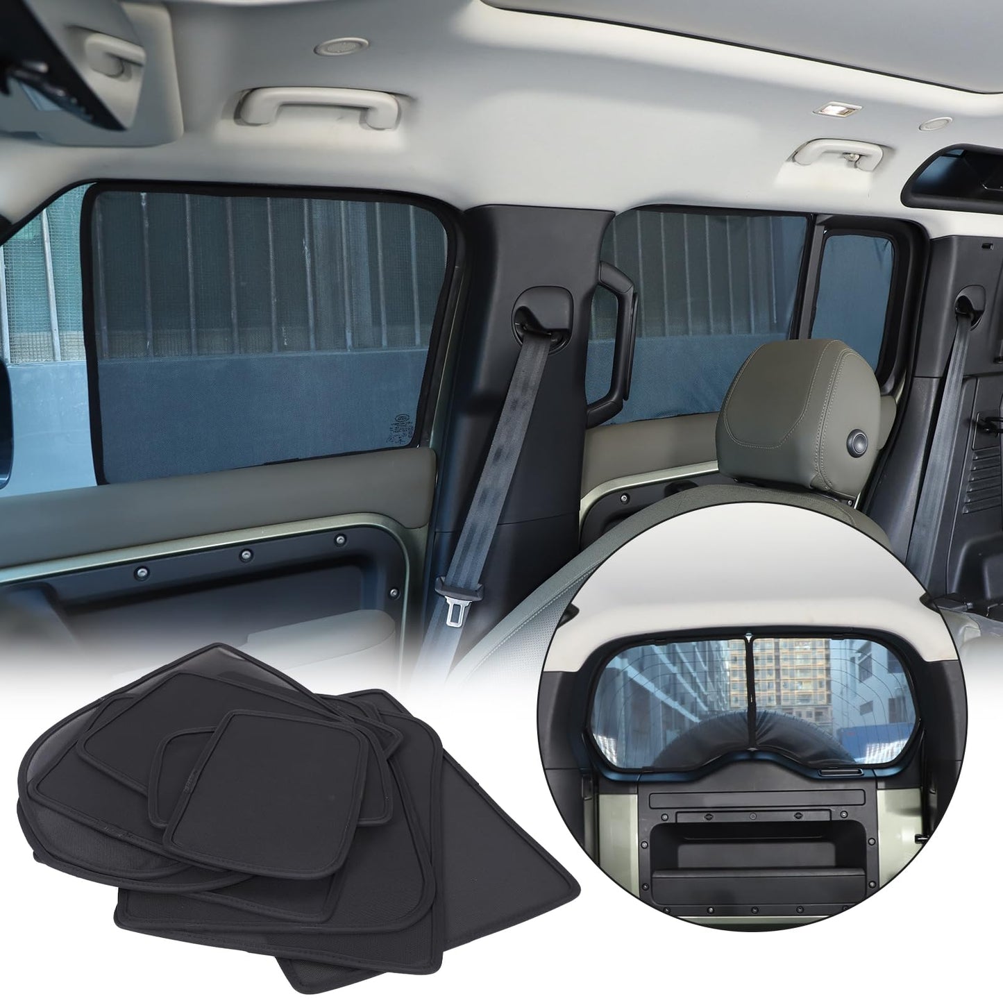 Car Window Shades Compatible with Land Rover Defender 110 2020-2025，Front Rear Sun Shade Breathable Block UV Rays Privacy Screen Reduce Glare Protection Curtain Sunshades (Whole car)