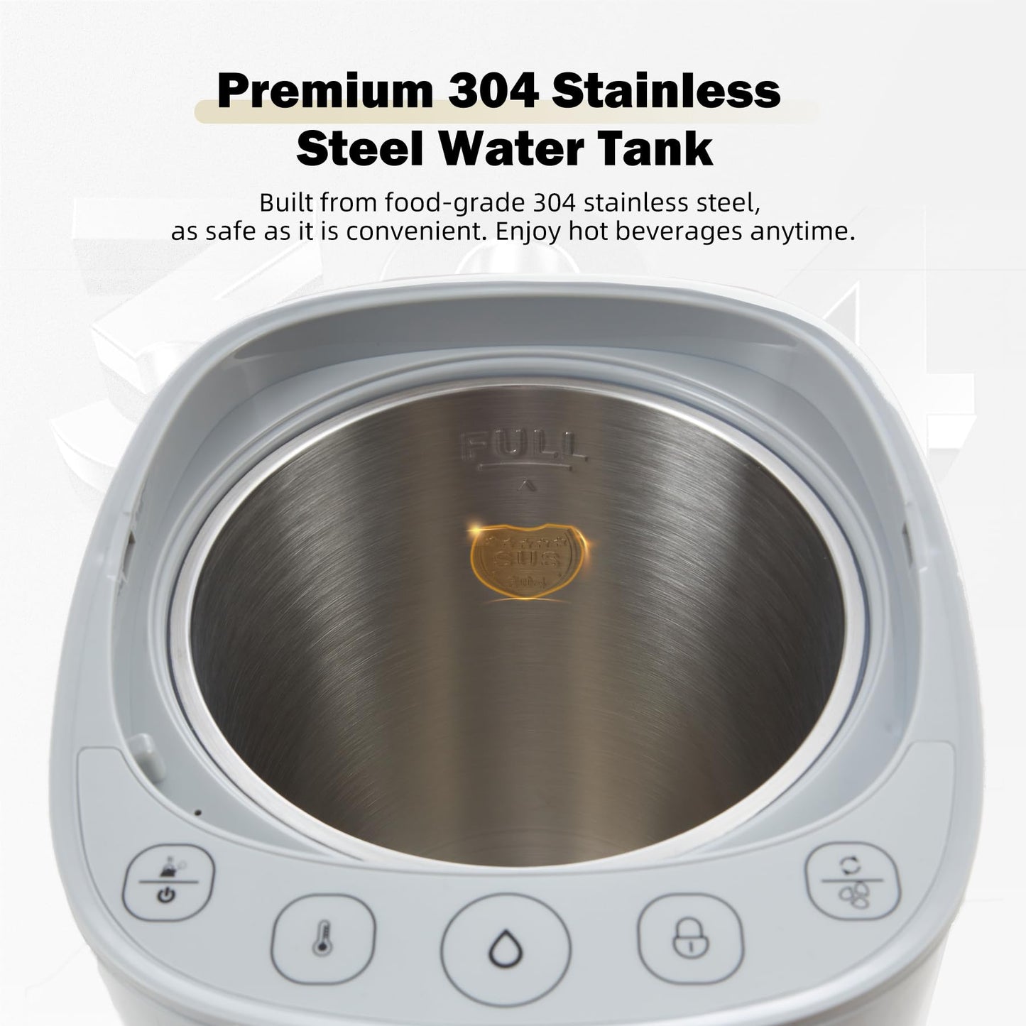 OCTAVO Water Boiler & Warmer 5 Liter, 304 Stainless Steel Water Tank, 700 Watt 6 Adjustable Water Temperature, LCD Touch Control Screen, Child Lock with Water Shortage Indicator