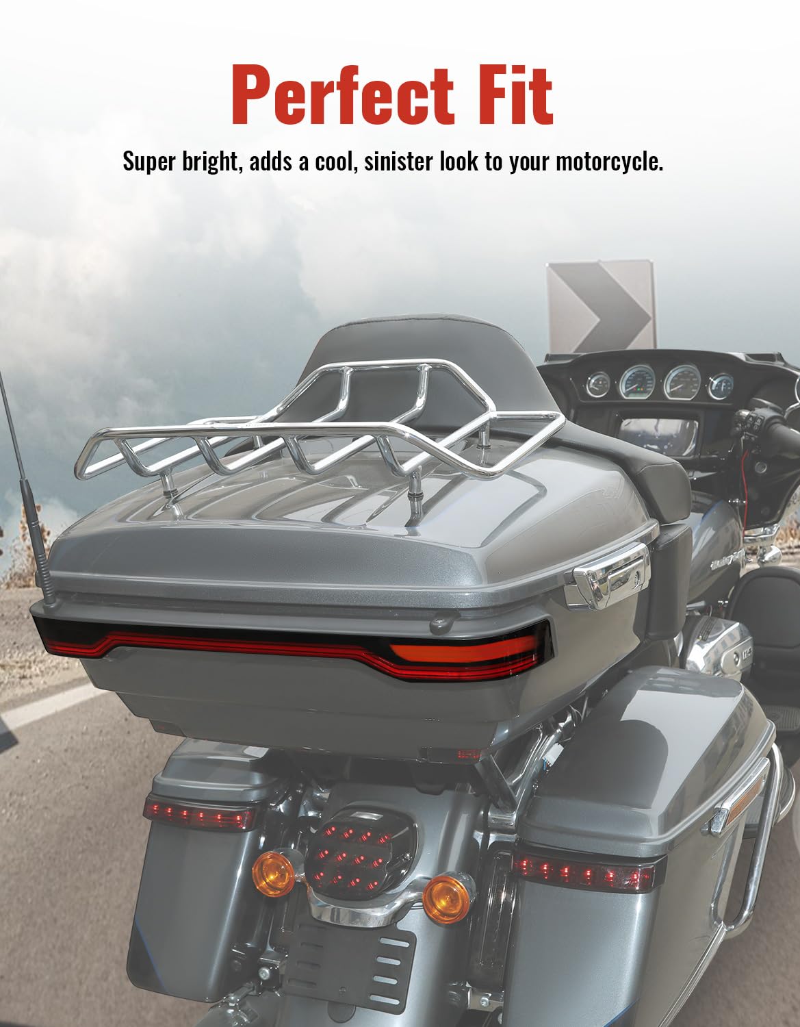 LED King Tour Pack Tail Light, 3 in1 LED Trunk Running Brake Turn Tail Lamp for Harley Touring Road Glide Street Glide Electra Glide Ultra Limited 2014-2025 Accessories