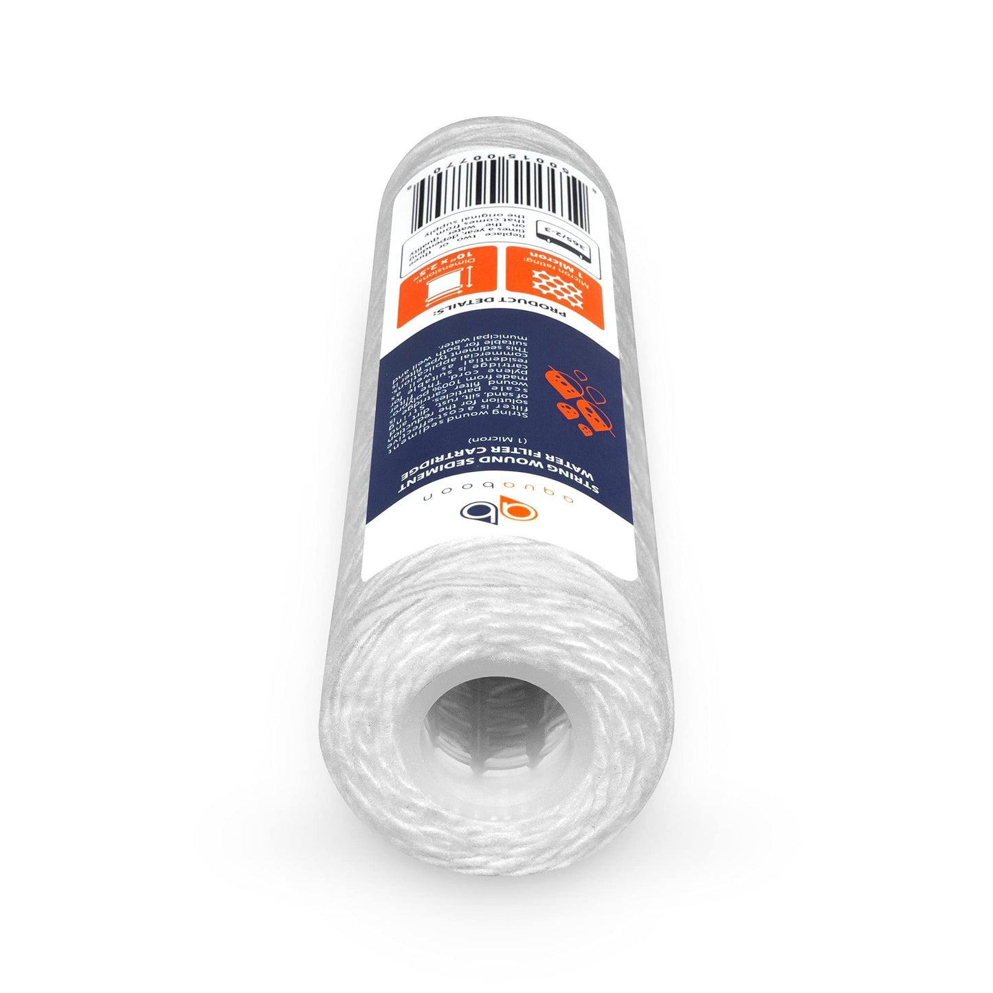 Aquaboon Whole House 1 Micron String Wound Water Filter 10 x 2.5 Cartridge for Well Water Filter Replacement Compatible with WHKF-WHSW, AP110, 50-Pack