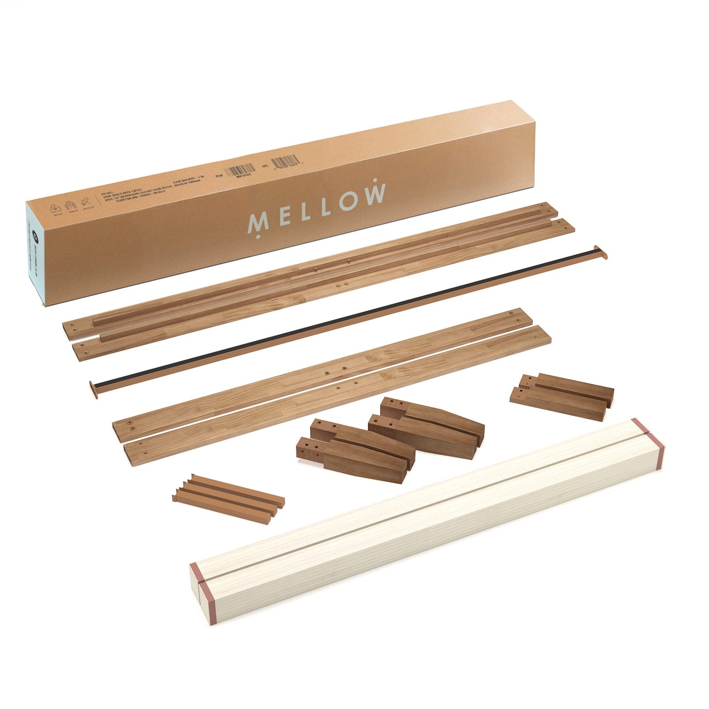 Mellow Naturalista Classic 16 Inch Solid Wood Platform Bed with Wooden Slats, Natural Pine, King