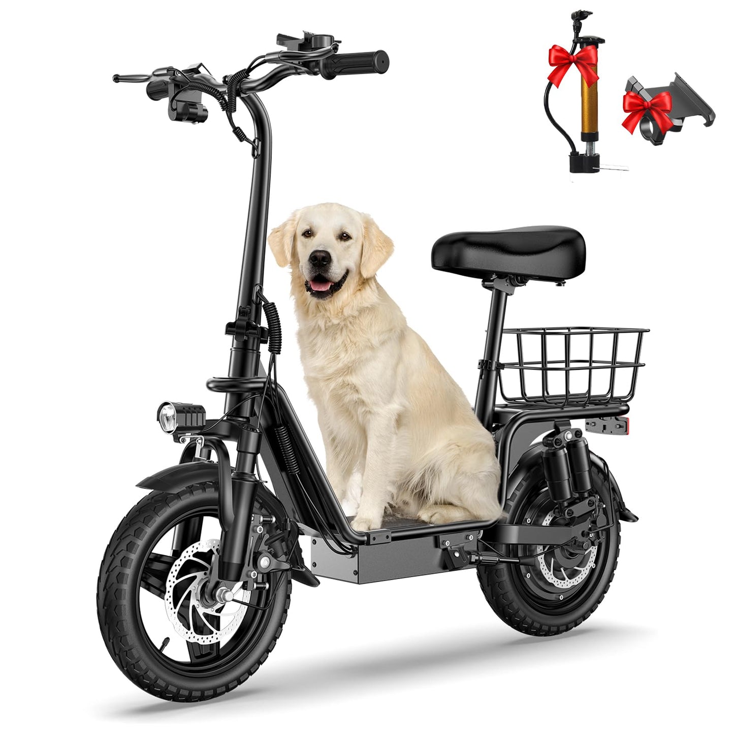 INSDRGN Peak 900W Electric Scooter for Adults with Seat, 48V 10.4Ah Li Battery, 28 Miles Range, 20MPH Commuter E-Scooter with Basket, Max 330LBS, UL2849 Certified, C14 Black