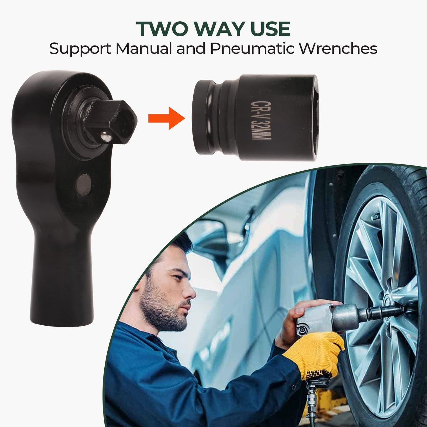 3/4 Inch and 1-Inch Drive Socket Set,26-Piece Metric Size (21-65mm) Jumbo Impact Socket Sets,6 Point, Cr-V,Includes 3/4" to 1" Adapter,Ratchet Wrench, 500m Sliding Bar and Storage Case