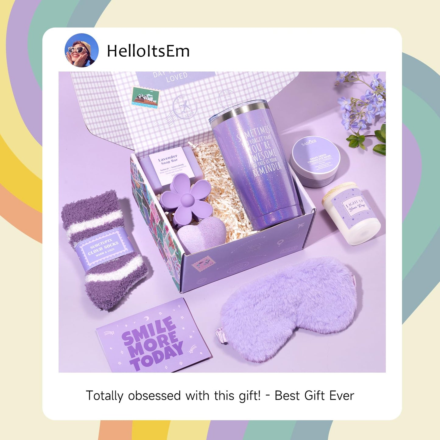 Gift Baskets for Women, 9pcs Unique Happy Birthday Gifts for Women, Best Mothers Day Christmas Gifts Get Well Soon Basket Appreciation Ideas Box w/ Tumbler Her Mom Sister Friend Friendship Teacher