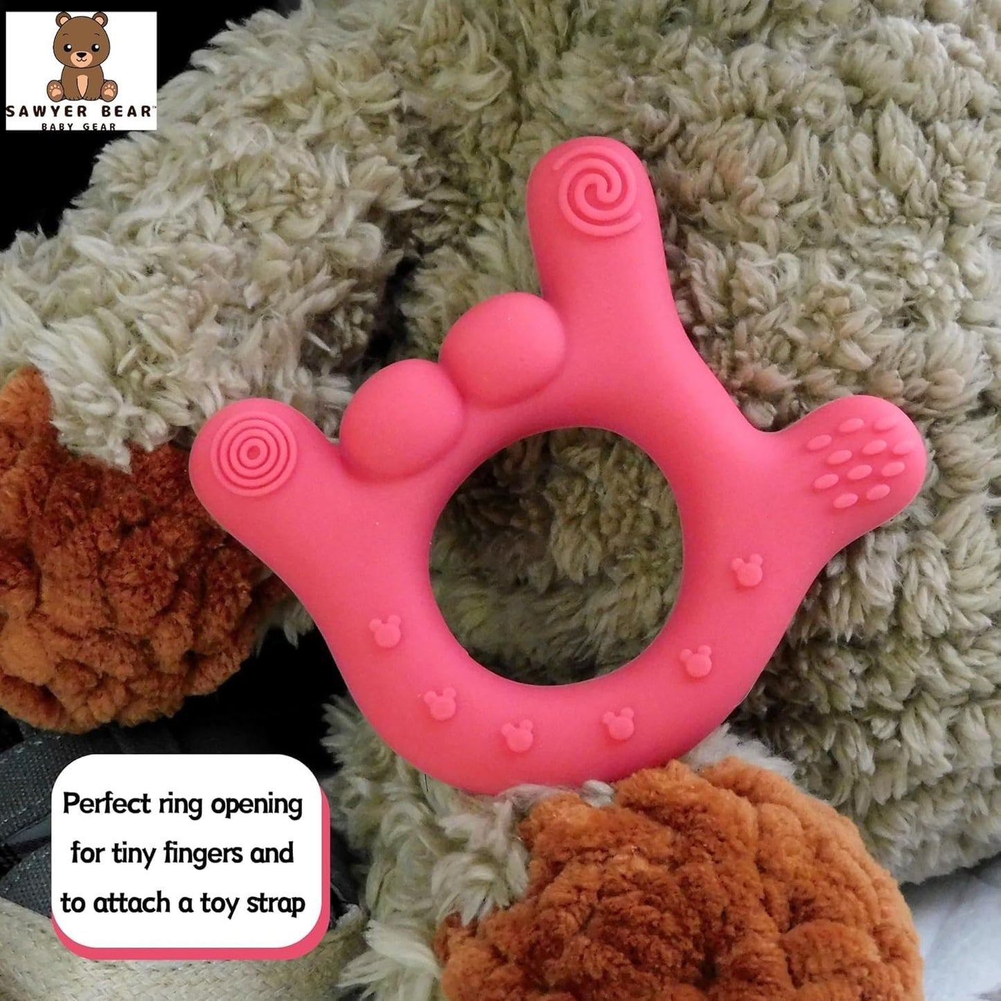 Set of 2 I Love You Silicone Hand Teether, Teethers for Babies 3-6 Months, Soft Teething Toys 6-12 Months bpa Free, Massaging Teething Relief