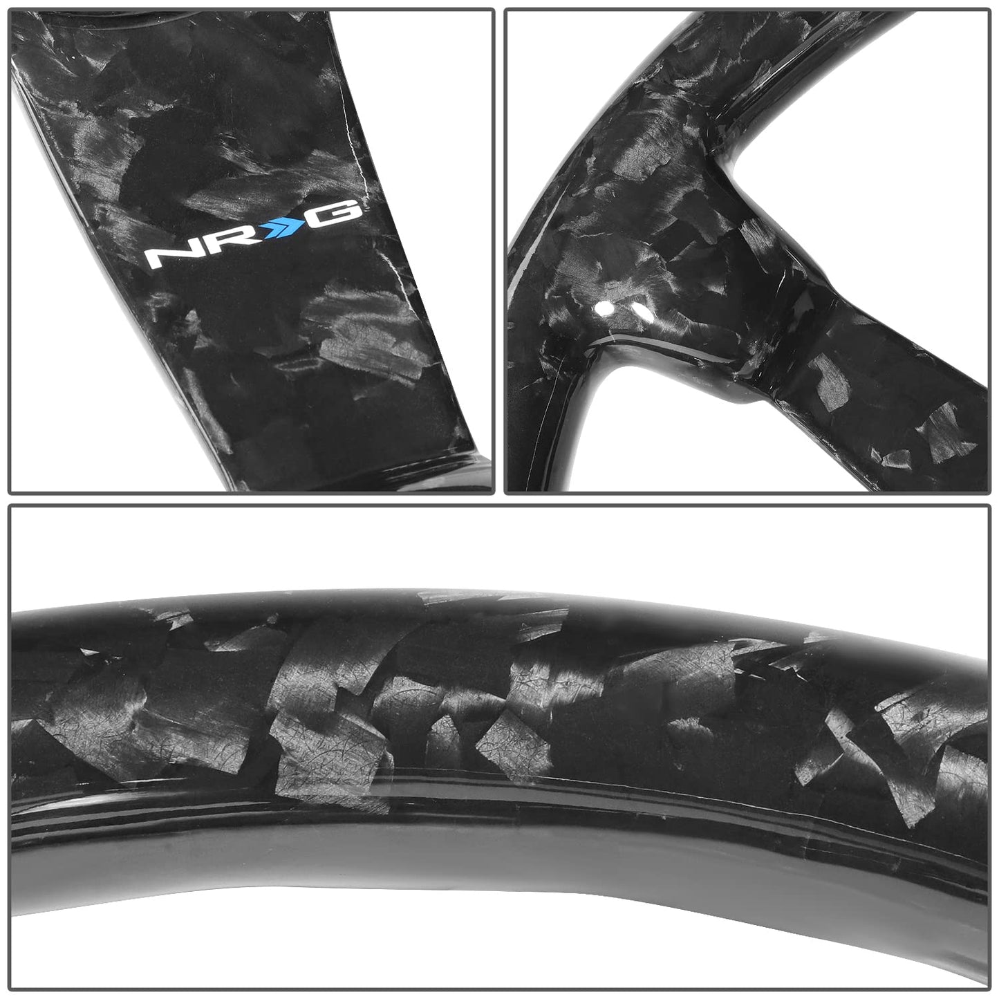 NRG Innovations NRG-ST-036FC Forged Carbon Fiber Light Weight Steering Wheel 350mm 3'Deep Dish, Gloss Black, 6 X 70 PCD