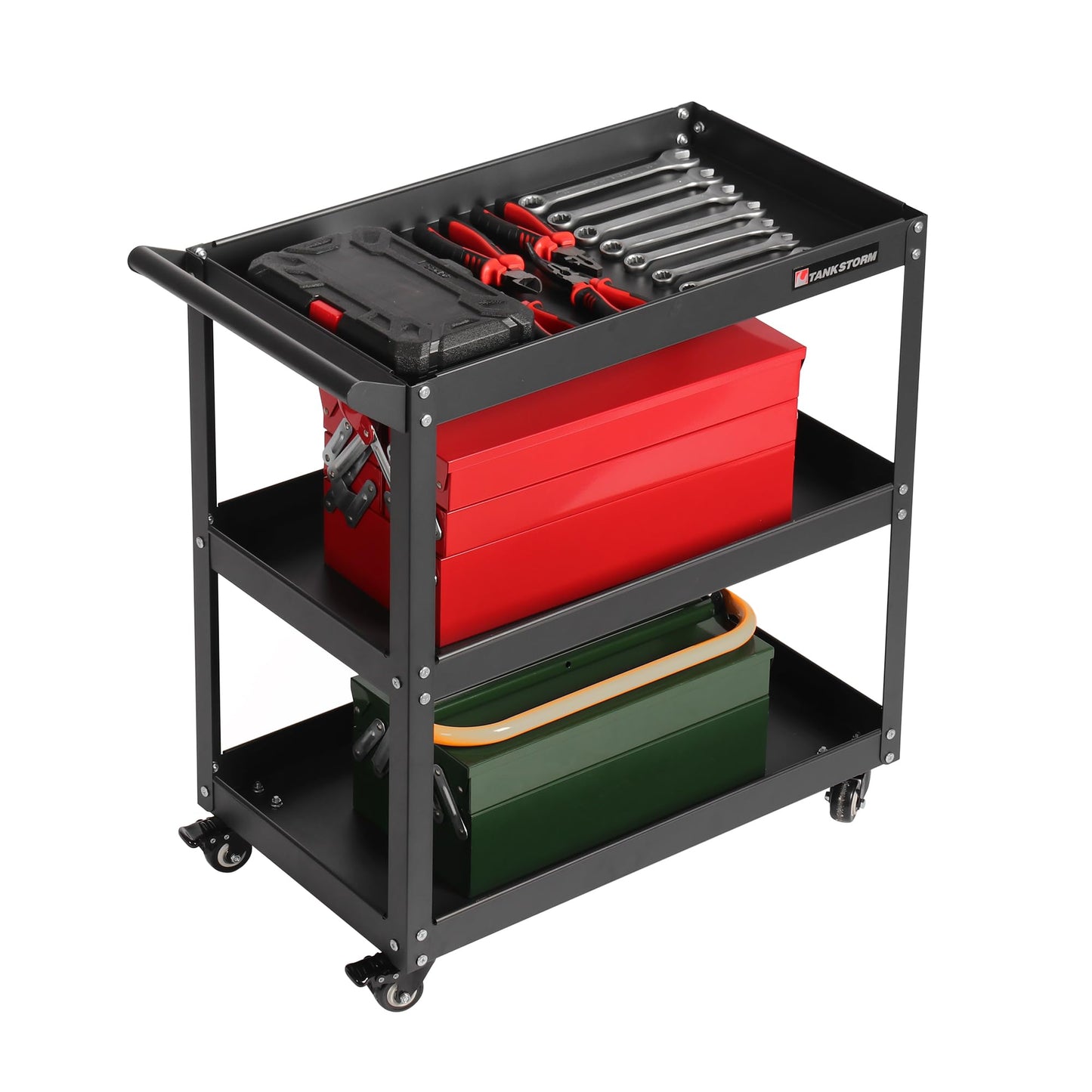 Tool cart on Wheels TANKSTORM Service Tool Cart 3 Tire Rolling cart, Industrial Commercial Service Cart TQ112