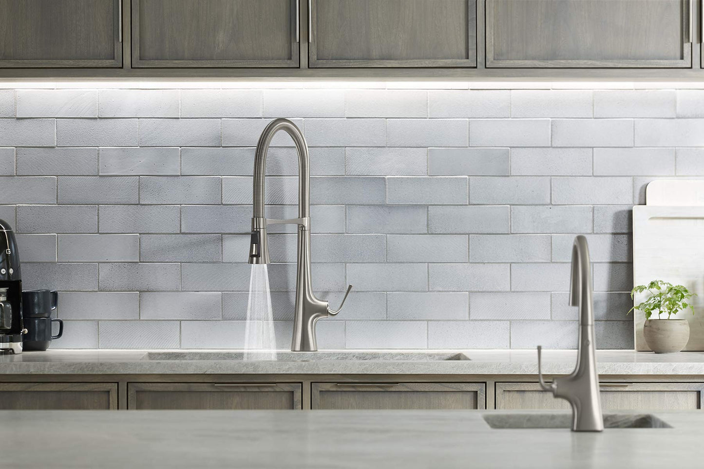 Kohler 22060-VS Graze Commercial, 3 Function Tall Semi-pro Kitchen Sink Faucet with Pull Down Sprayer, Vibrant Stainless