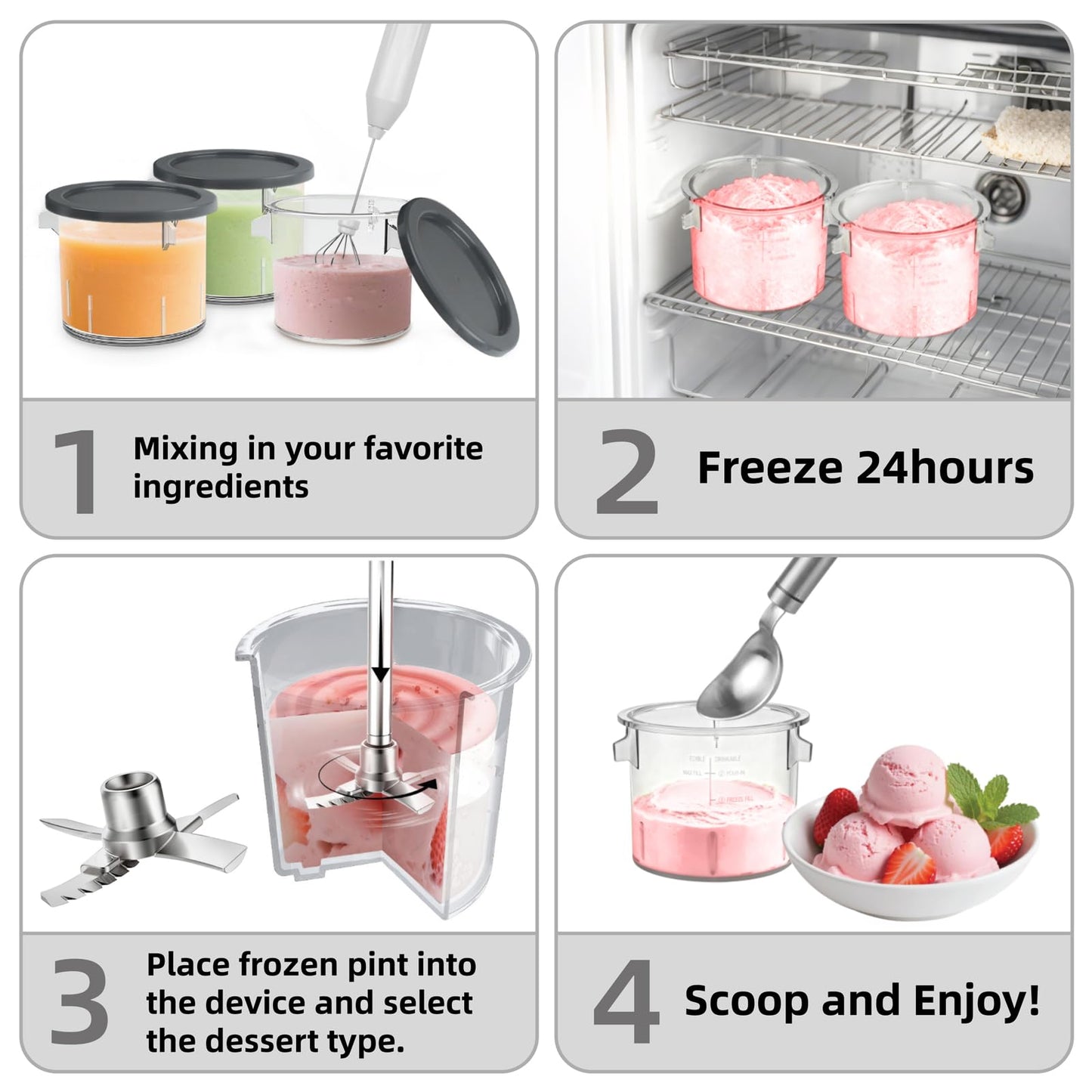 12 In 1 Electric Ice cream maker machine for Ice Cream, Gelato, Slushie, Italian Ice, Sorbet, Milk Shake, FrozenYogurt, Light Ice Cream, Frozen Drink, Mix-In, Re- Spin, Shaft Clean,Ice cream machine