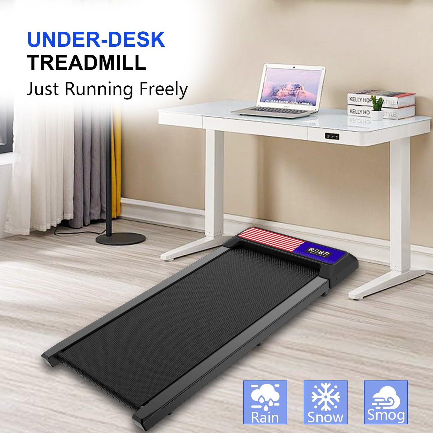 3 in 1 Treadmill, Walking Pad for Home/Office,Under Desk Walking Treadmill with Incline, Remote Control, APP and LED Display