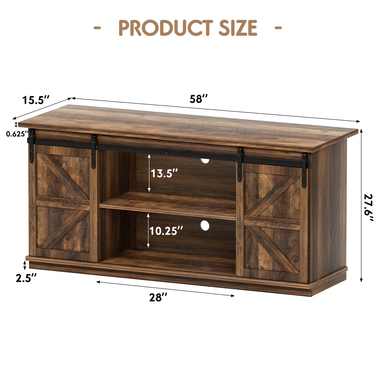 Shahoo Farmhouse Sideboard Buffet Cabinet, Coffee Bar Storage with Sliding Barn Doors, Shelf for Home Dining Room, Barnwood