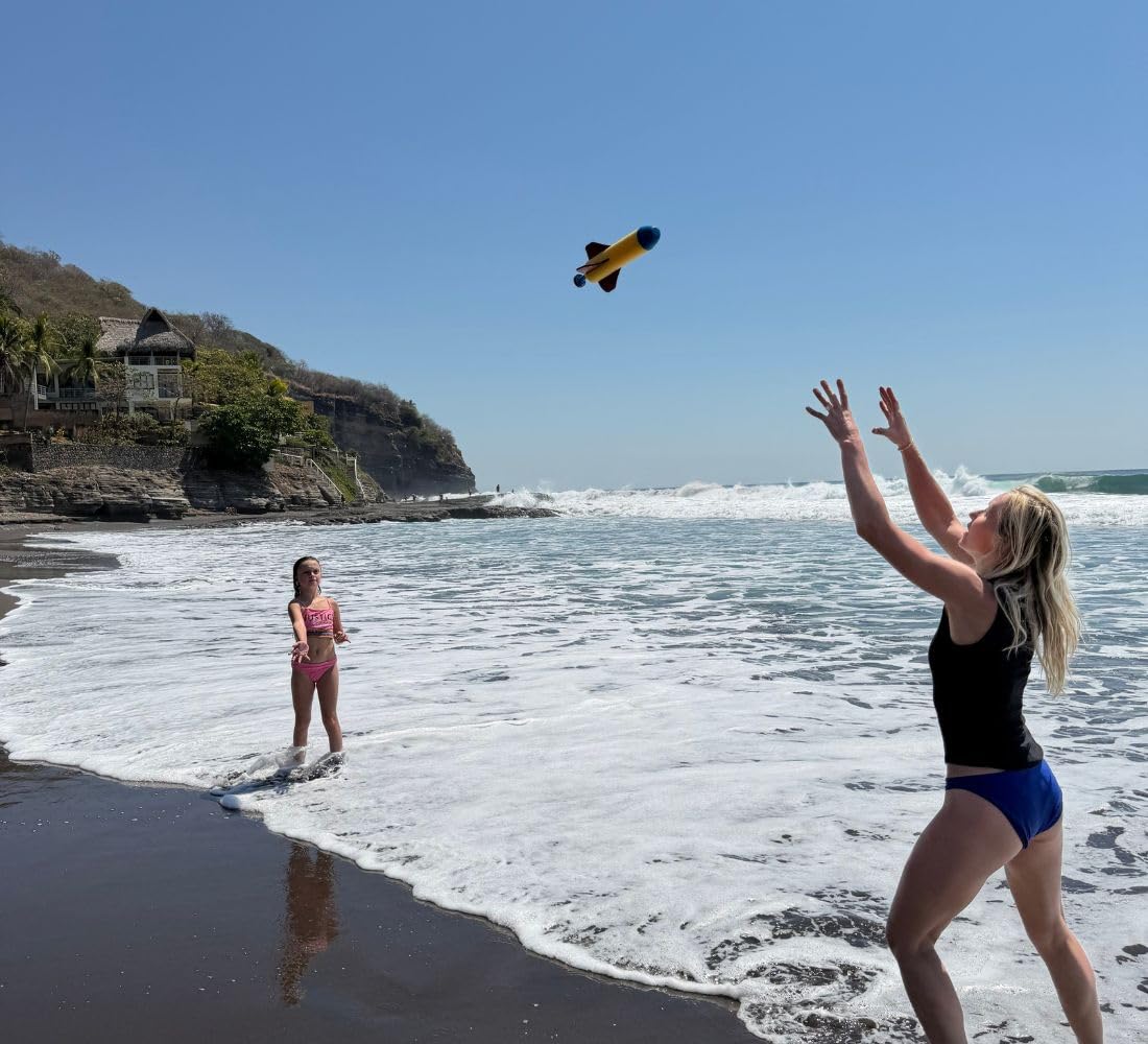 Flying Rocket Toy for Kids, Hand Launch Rocket, STEM Toy for Kids, Outdoor Toys Ages 8 and Up, Backyard & Beach Toys, Birthday Gift for Kids Boys & Girls, Built-in Launcher, No Assembly, No Batteries