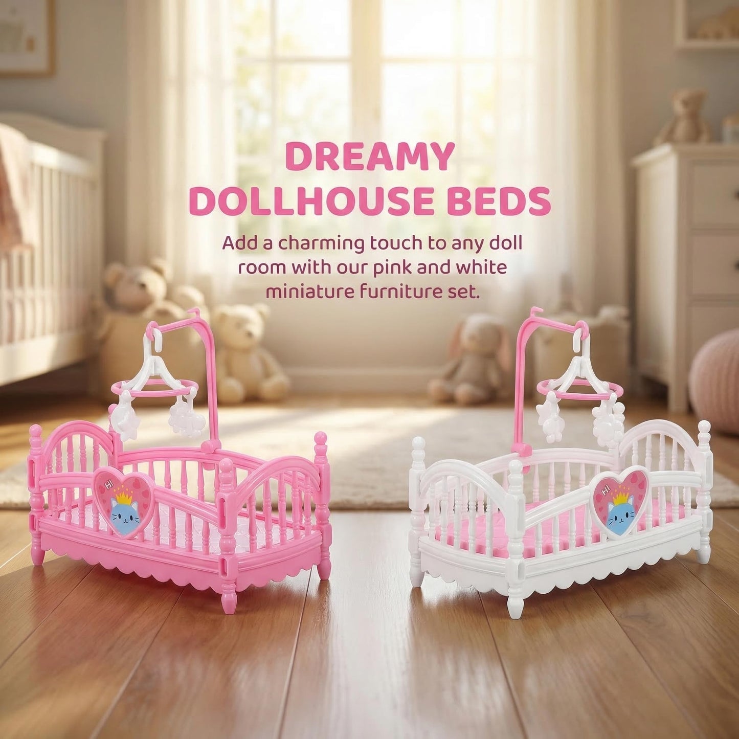 TOYANDONA Mini Furniture Dollhouse Accessories: 1:12 Miniature Doll House Model 2Pcs Mini Baby Bed Crib Cradle for Miniature Dollhouse Furniture Party Kit