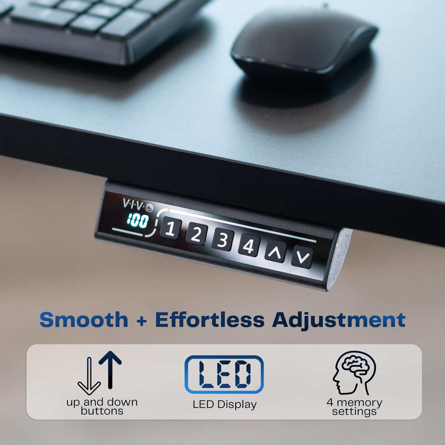 VIVO Electric 60 x 24 in Standing Desk, Memory Height Adjustment, 1B Series, Holds 220 lbs, One-Piece Dark Walnut Top, Black Frame, DESK-KIT-1B6D