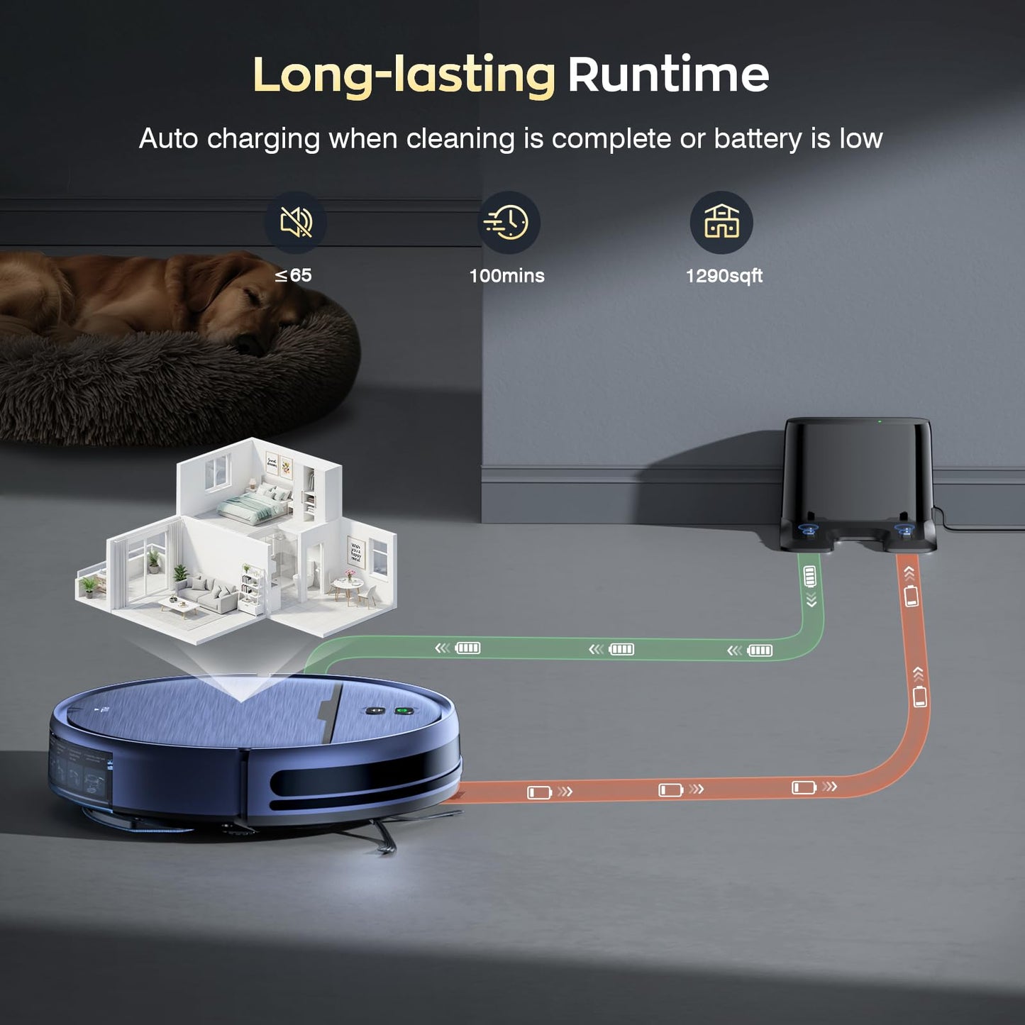 Robot Vacuum and Mop Combo with APP/Voice/Remote Control, 2 in 1 Vacuuming & Mopping Robot, Schedule, Strong Suction, Tangle-Free, Slim & Quiet, for Homes with Pets, Low Pile Carpet & Hard Floors