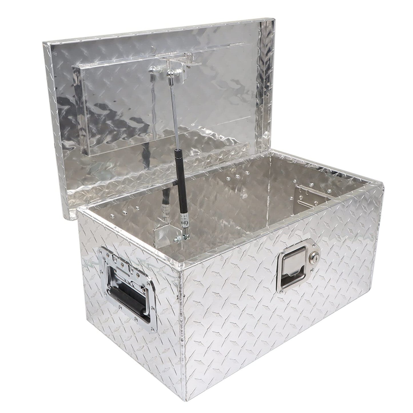 LABLT 20 Inch Aluminum Diamond Plate Tool Box Organizer Silver With Lock Key