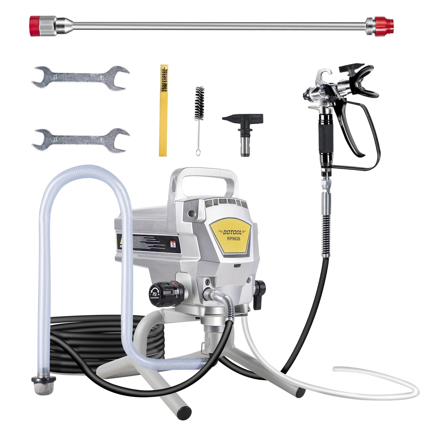 DOTOOL Airless Paint Sprayer,3300PSI High Efficiency Paint Sprayer gun,Thinning-Free,with Extension Pole other accessories,for Home Interior & House Exterior DIY Painting Projects.