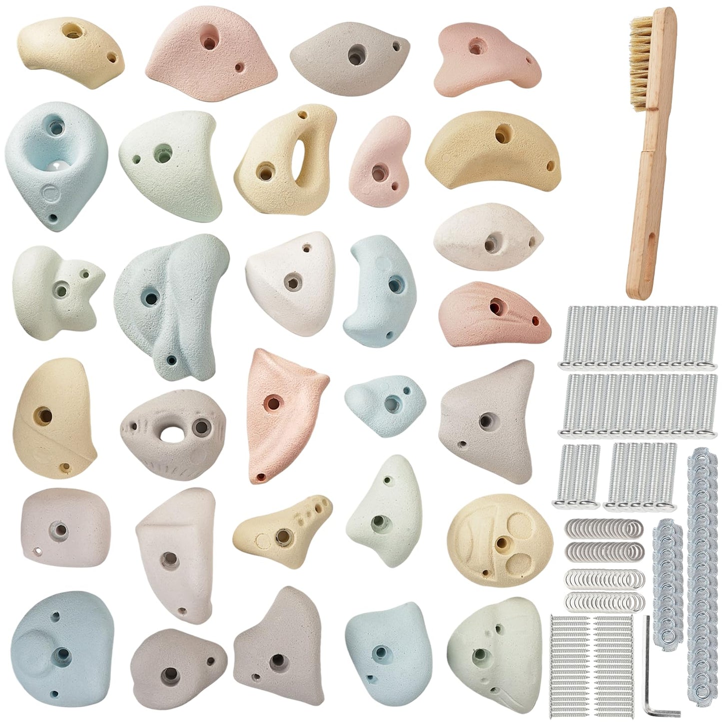 Qicrdvi 30 Pcs Resin Rock Climbing Holds for All Ages, Premium Large Training Rock Climbing Grips Indoor/Outdoor, Rock-Like Texture Holds for Your Climbing Wall