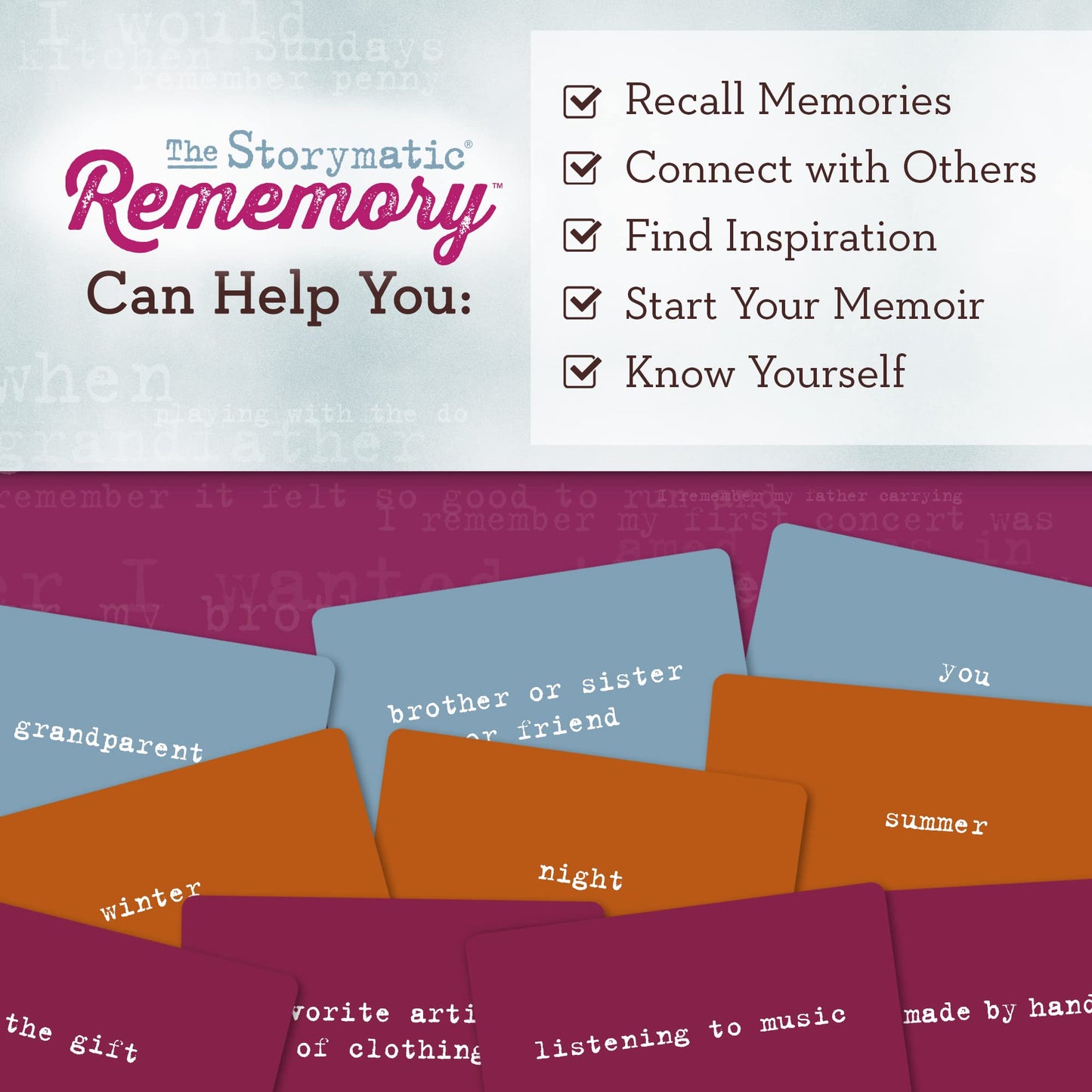 Storymatic Rememory – Writing Prompt and Memory Prompt – Conversation Cards for Family and Friends