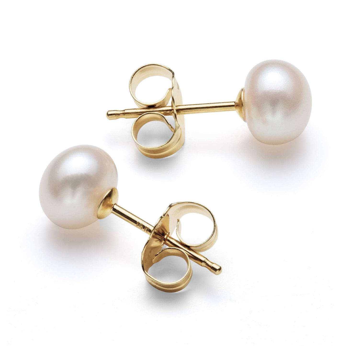 Belacqua 14K Gold 5.0-6.0mm Freshwater Pearl 18" Necklace Bracelet Stud Earrings Set for Women | Jewelry for Her | Gift Box Included