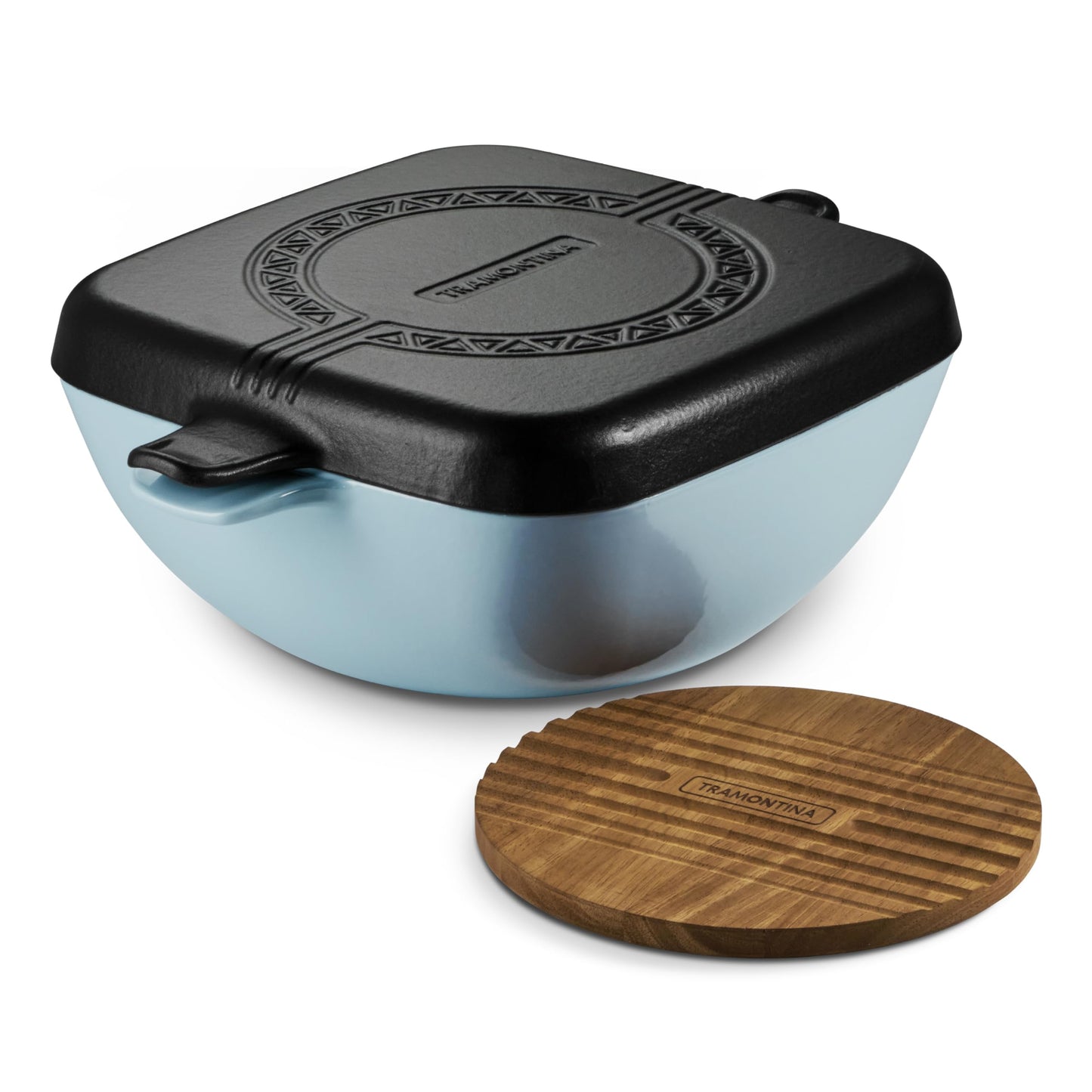 Tramontina Cultura 2-in-1 Enameled Cast Iron Dutch Oven Pot with Reversible Lid Griddle and Trivet, Oven Safe 6.5-Quart Multi-Cooker, Starlight Blue