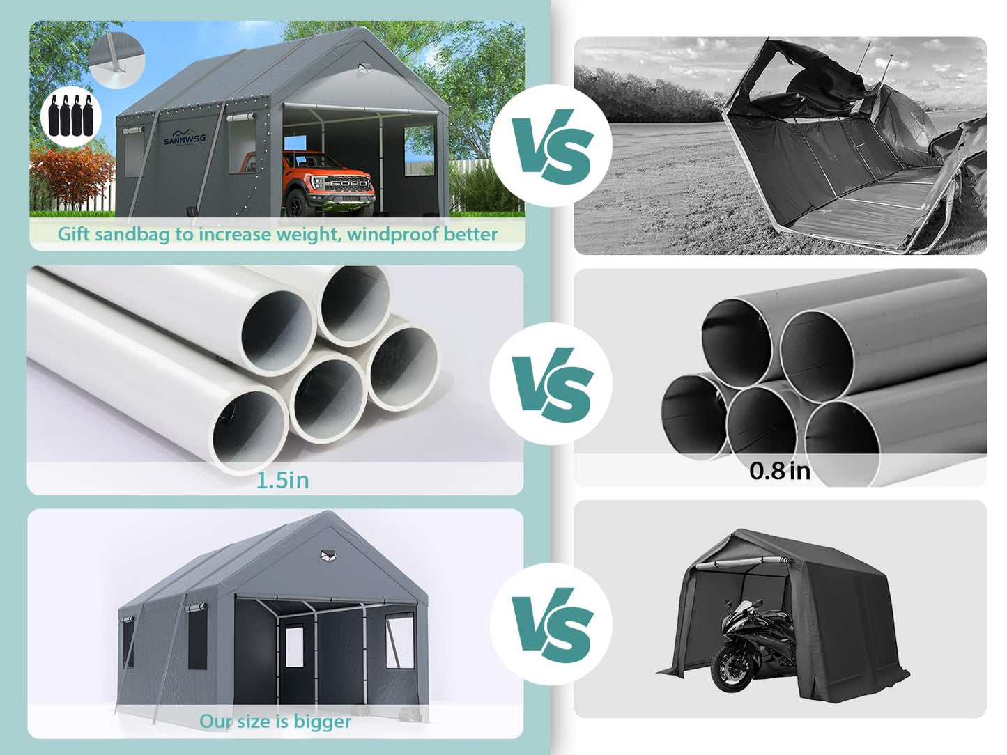 Carports 12X20 Heavy Duty，Car Port with 180G Removable Side Walls, Carport Canopy, Portable Car Port Garage, Car Shelter All Weather,Grey