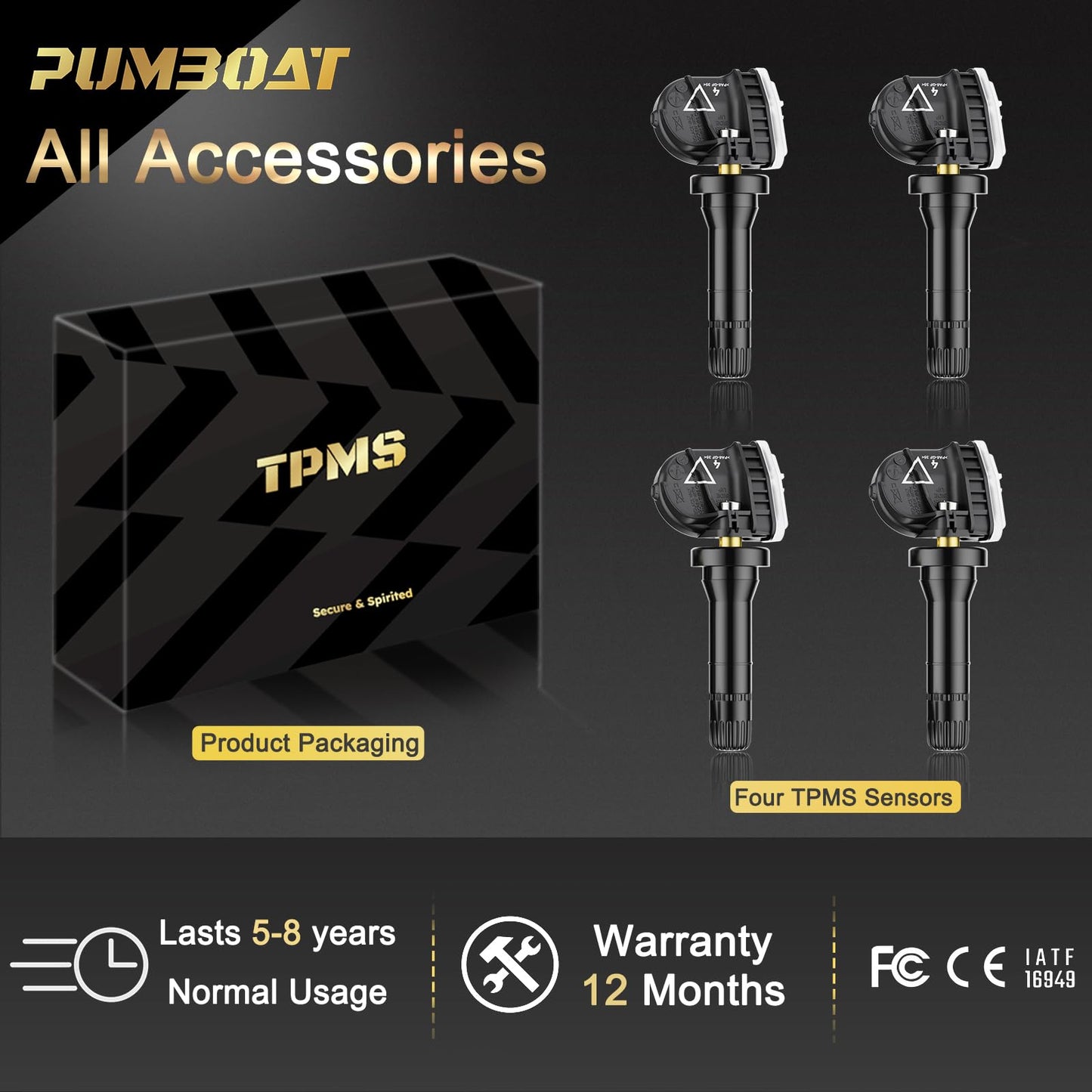 PUMBOAT TPMS 433Mhz GM Tire Pressure Monitoring Sensor Fit for:-Chevy Silverado 1500 2500 3500（19-22）|Traverse（16-22）|Blazer（19-22）|-GMC Sierra 1500（19-20）|Sierra HD（19-22）|OE#13598773 Kit (4 PCS)