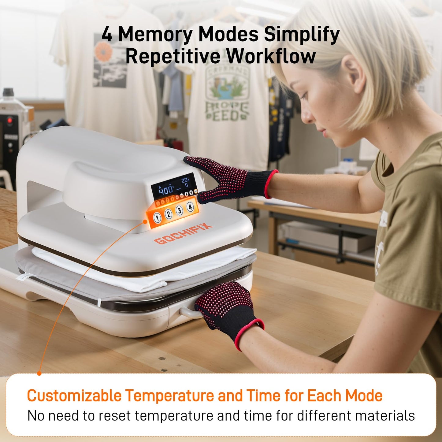 Heat Press Machine for T Shirts, 15"x15" Auto Shirt Press Machine w/ 4 Memory Modes, 15 Mins Auto-Off, Precise Temp/Timer Control, Fast Even Heat for Sublimation, HTV, Heat Transfer Projects