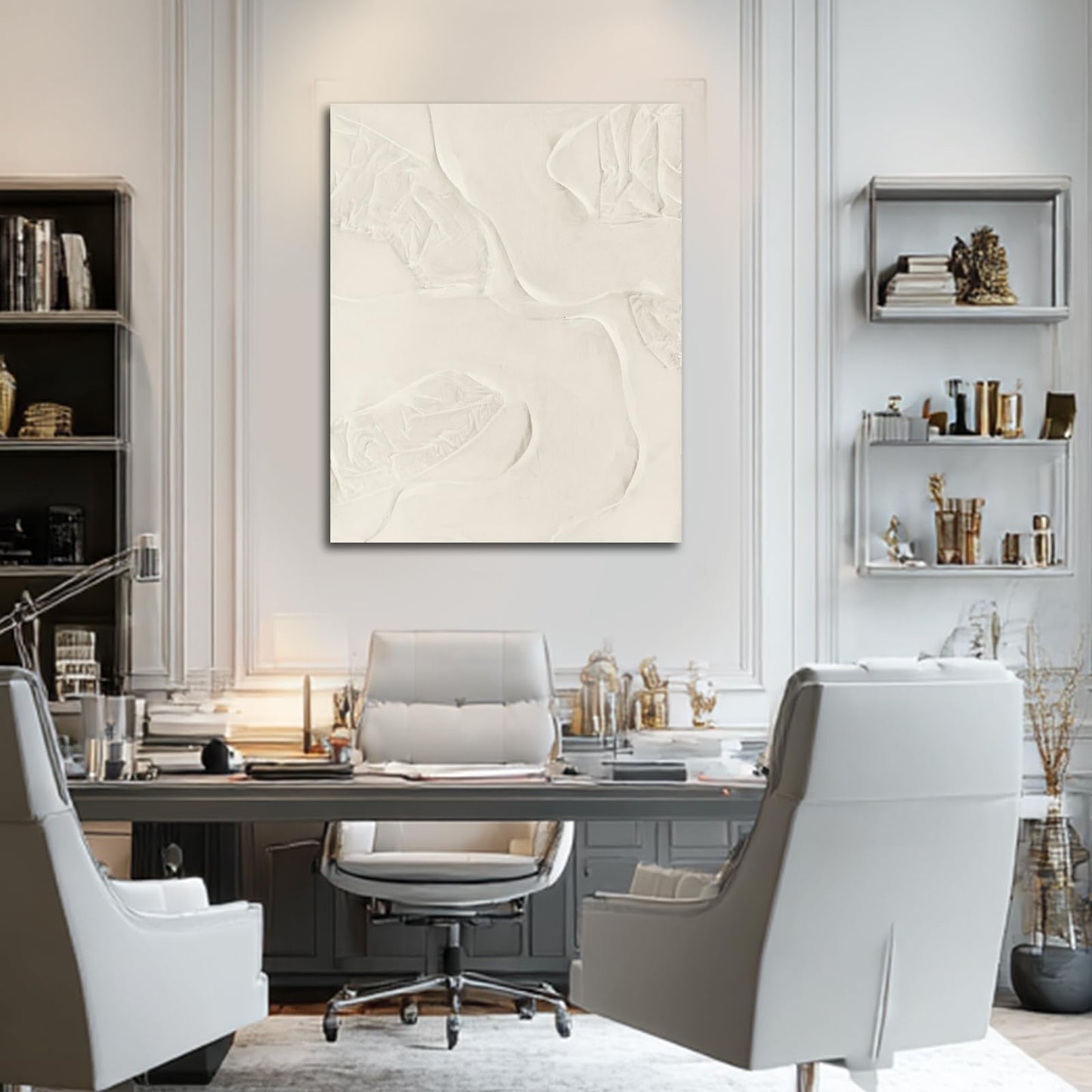 CHUDANHAO Abstract Hand Painted Wall Art Beige Wall Decor Line Hanging Art 32"x40" Large Artwork for Living Room Office Decorations