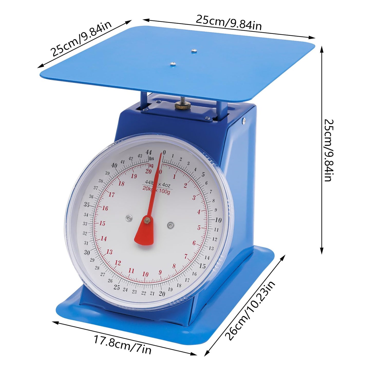 220lbs/100kg Mechanical Kitchen Scale, Mechanical Dial Scale with 13 x 13 Inch Weighing Pan, Heavy Duty Analog Dial Scale for Supermarkets Food Markets and Snack Shops