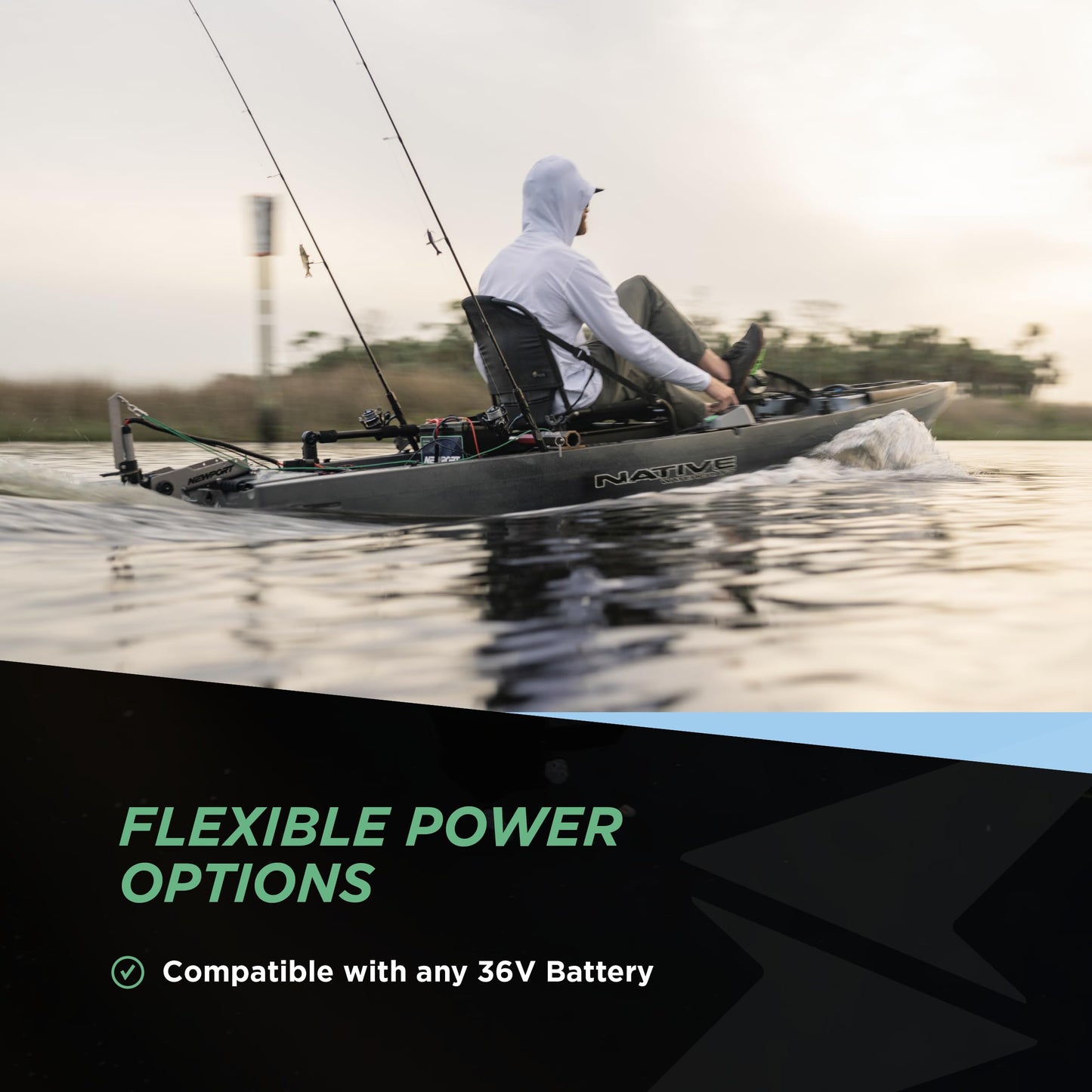 Newport NK300 Electric Kayak Motor - 3HP Equivalent, 36V Brushless Direct Drive, Extended Range up to 66 Miles, Whisper-Quiet Precision, and Optimized Efficiency