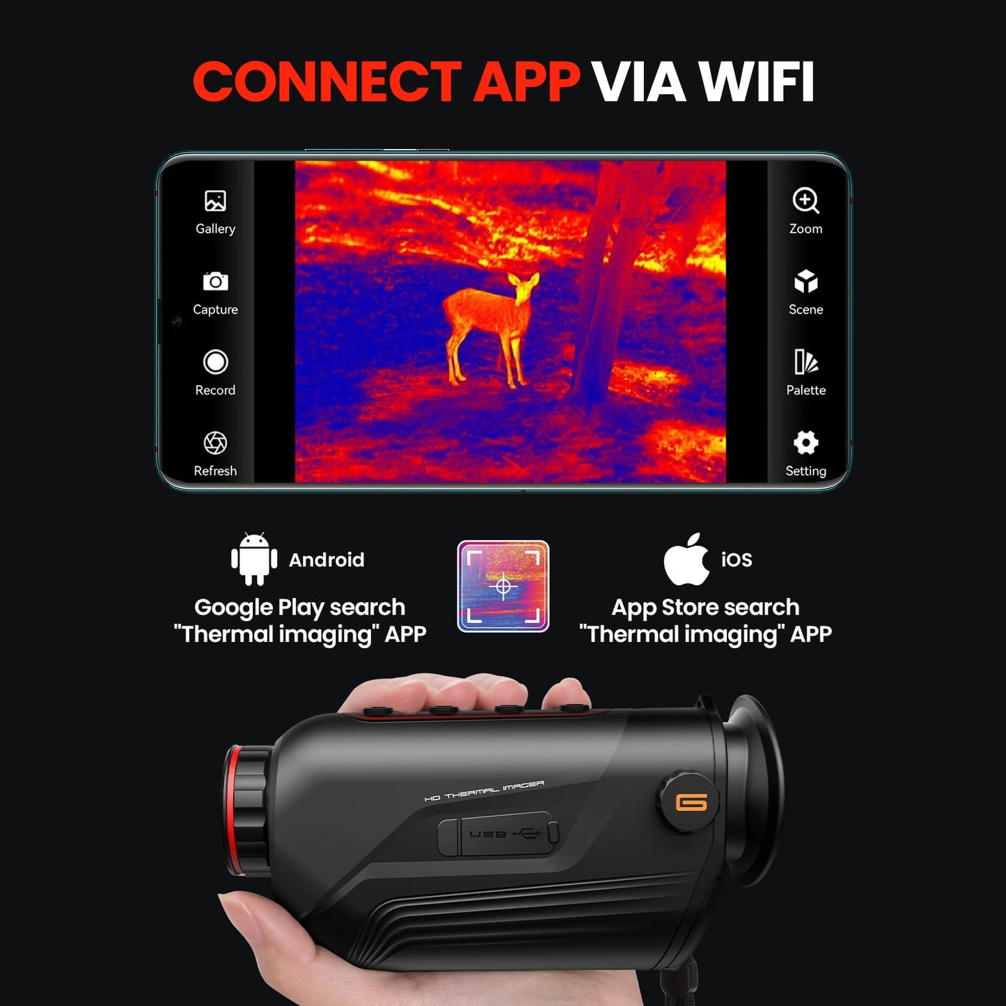 GOYOJO G210 Thermal Monocular, 256x192 (25 Hz) Thermal Imaging Monoscope Camera for Adults, 10mm Focal Lens Vision Goggles Thermal Scopes for Night Hunting Camping
