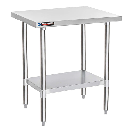 DuraSteel 24x30 Stainless Steel Work Table - NSF Commercial Prep Metal Table - Outdoor Pizza Oven Stand w/Under Shelf - Kitchen Island Laundry Utility Garage Microwave Stand Large Rolling Storage Cart