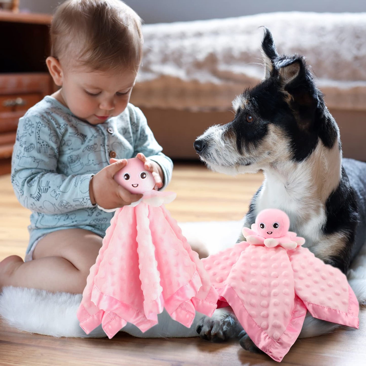 JARIFERR Baby Security Blanket Loveys for Babies Snuggle Toy Plush Octopus Stuffed Animal Baby Gifts for Girls and Boys Newborn
