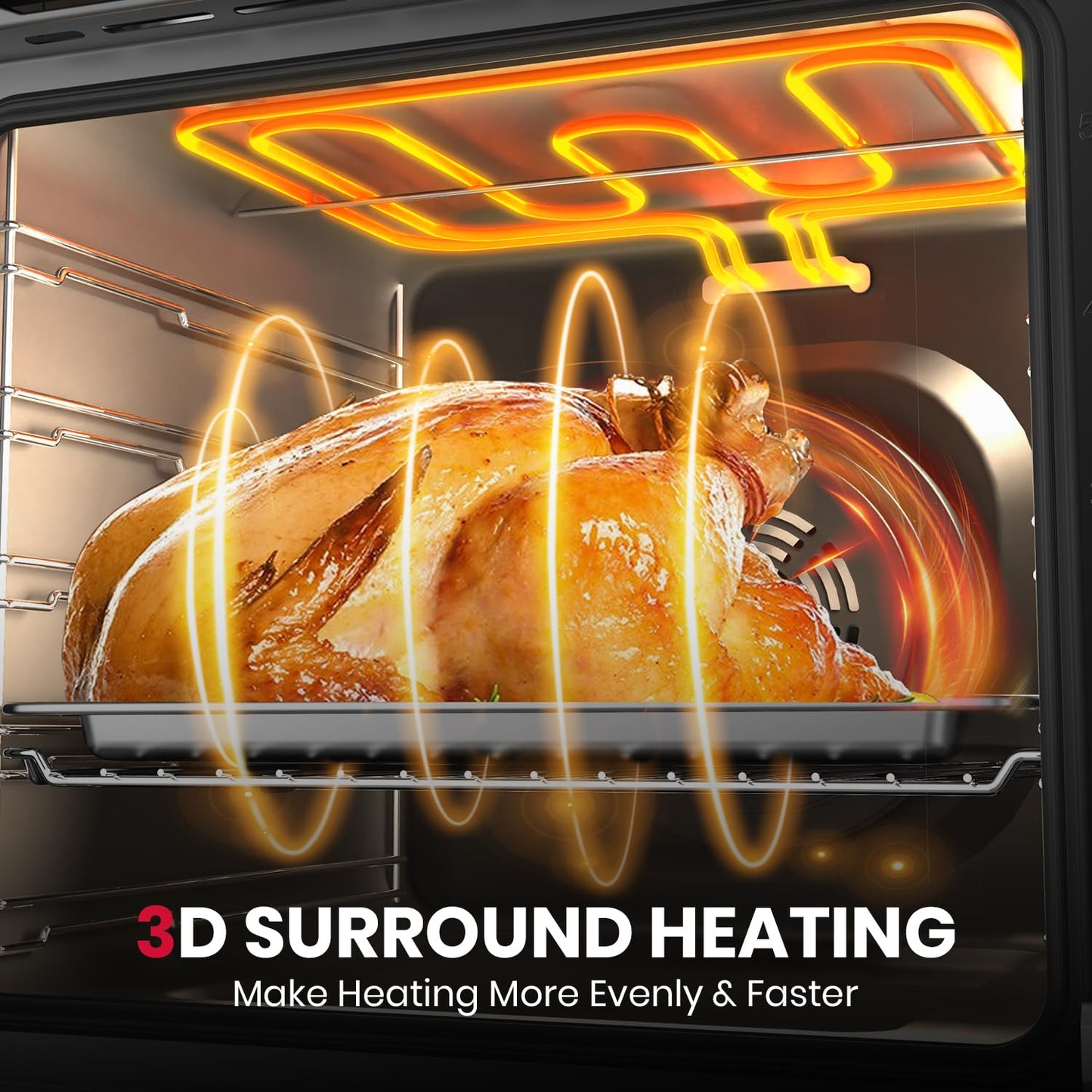 GASLAND 24 Inch Electric Wall Oven, 2.6 Cu.ft Built-in Single Wall Oven, 12 Cooking Functions, 3D Heating, Convection Oven with Rotisserie, Touch Control, Safety Lock, ETL Certified, Stainless Steel