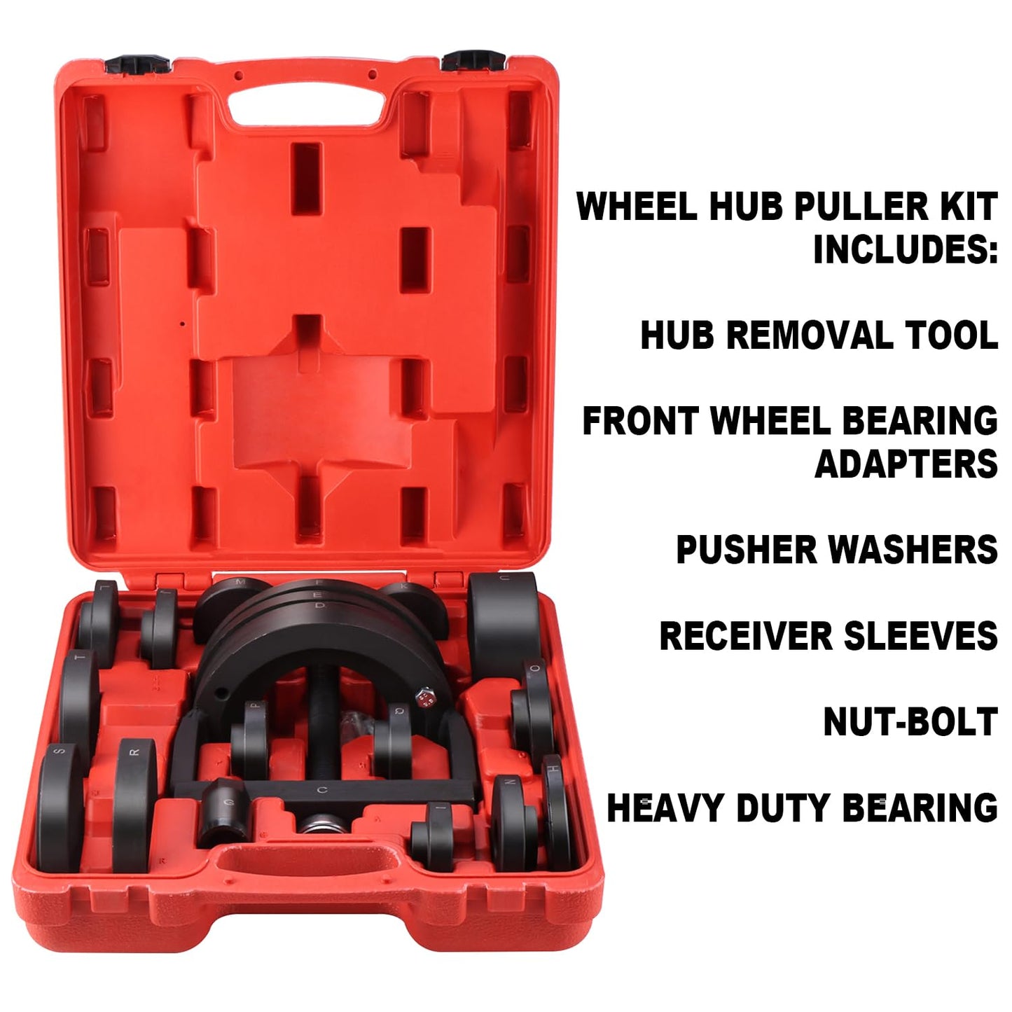 FreeTec Master Wheel Hub Removal Tool Set - C to U Sizes Back and Front Wheel Bearing Remover and Installer Tool Kit