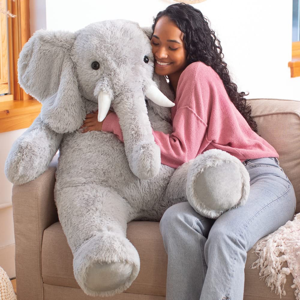 Vermont Teddy Bear Giant Elephant Stuffed Animal | 4 Foot Elephant Plush Toy and Emotional Support Plush for Kids and Adults | Crafted in the USA