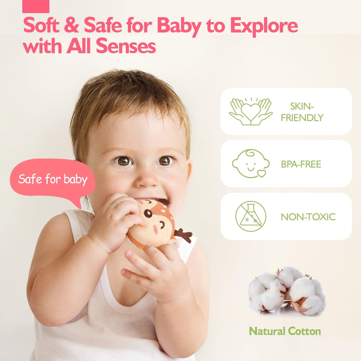 hahaland Baby Toys 6-12 Months - Montessori Toys for 6 Month Old Girl, My First Mushroom House with Stuffed Jungle Animals, Rattle, Crinkle Paper, Mirror, Sensory Toy Baby Girl Gifts