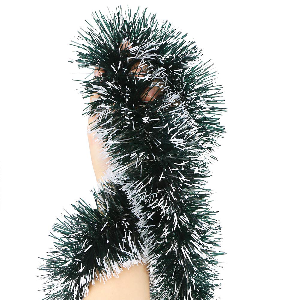 CCINEE 33FT Christmas Garland,Artificial Greenery Garland with Snow for Mantle Stair Fireplace Xmas Decoration
