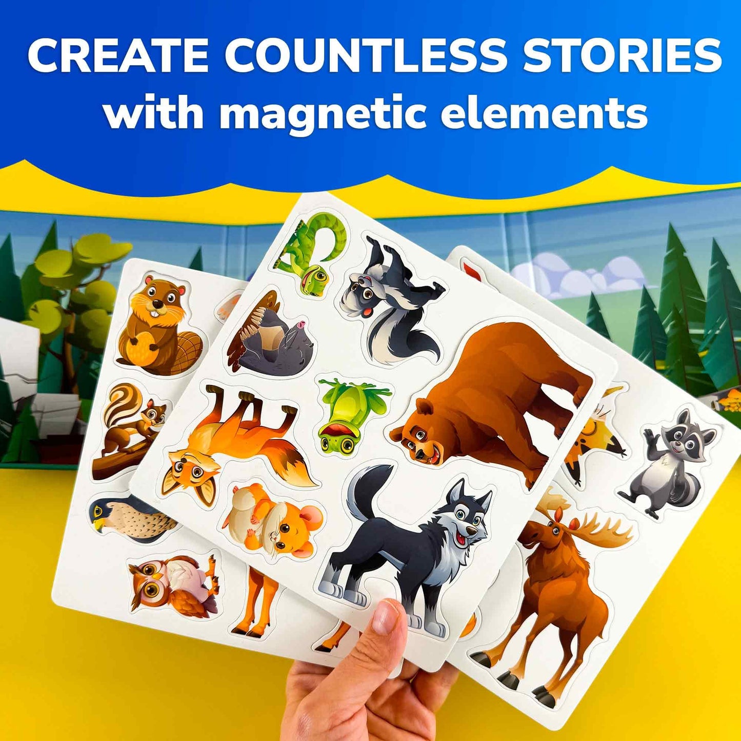 QUOKKA Travel Magnetic Puzzles for Toddlers 1-3 – 20+Pcs Forest Game with Extra-Long Play Book – Fun Travel Game Toy for Kids Ages 3-5 – Strong Magnets for Car Activities – Fun Toddler Puzzle Ages 2-4