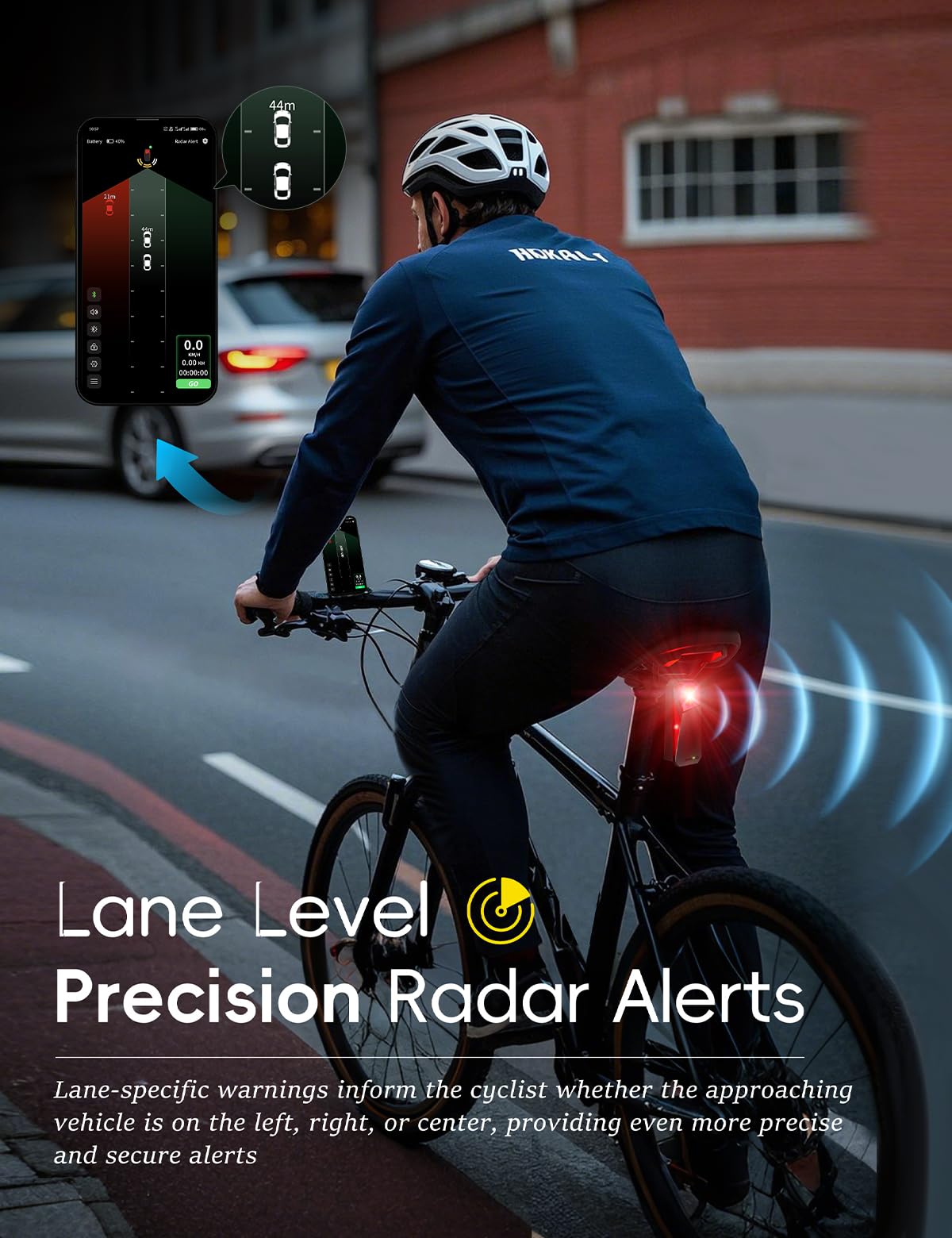 Ride-X9 Bike Radar Tail Light, Smart Rear Bike Light with 120° Lane-Level Vehicle Detection, Security Alerts & Auto Brake, USB-C Rechargeable, IP67 Waterproof, APP Display & Bike Computer Compatible