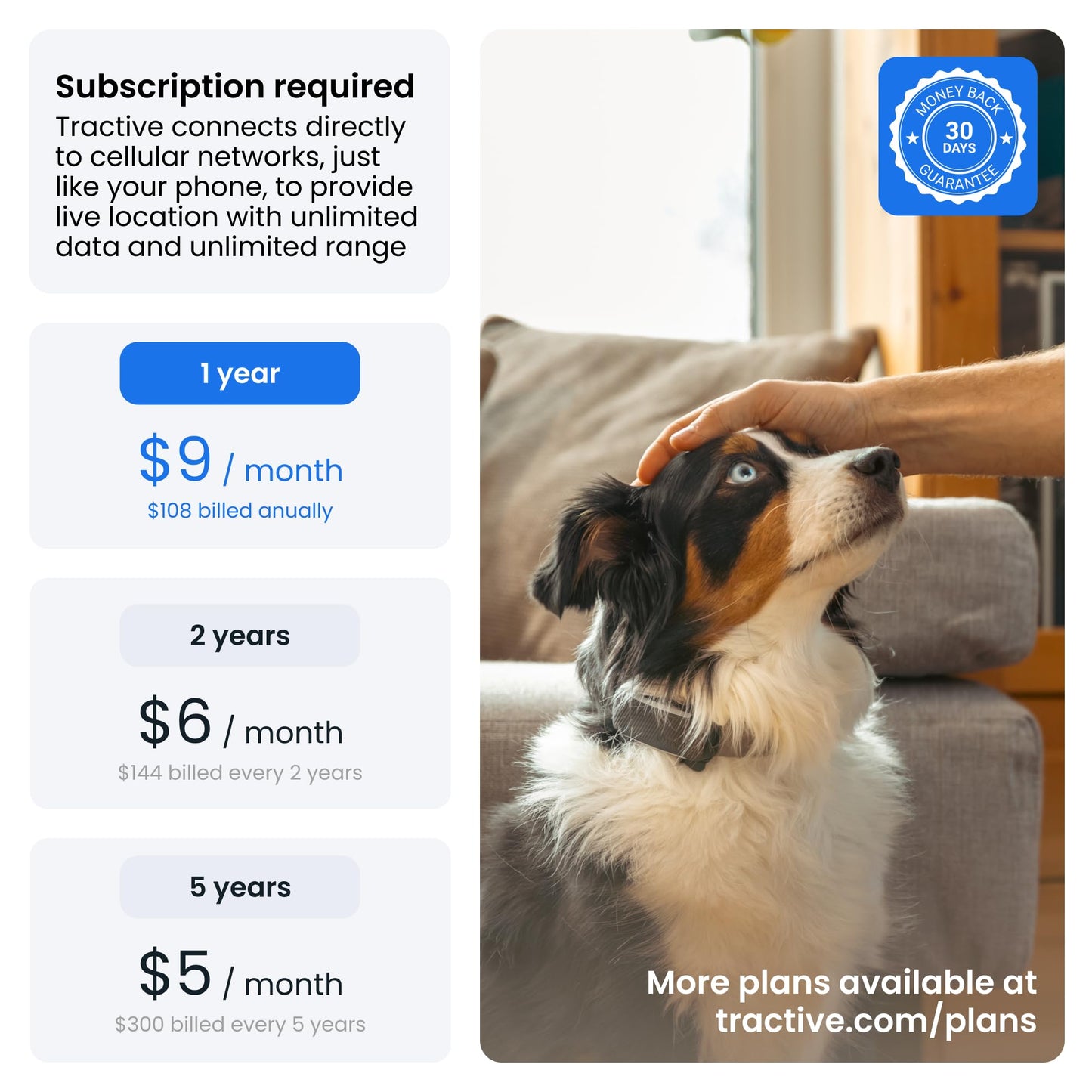 Tractive Smart Dog GPS Tracker | Live Pet Tracker with Virtual Fence | Vital Signs Monitoring of Heart & Respiratory Rate | Bark Monitoring | Dog Collar Attachment (Bundle of 2, Black & Brown)