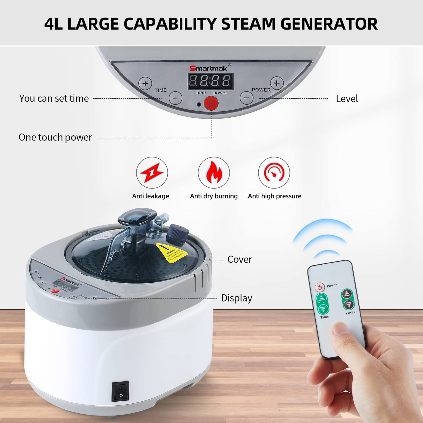 Smartmak Portable Steam Sauna Set, Foldable One Person SPA Tent with 4L Larger Steamer,Remote Control, Weight Loss&Detox- Blue