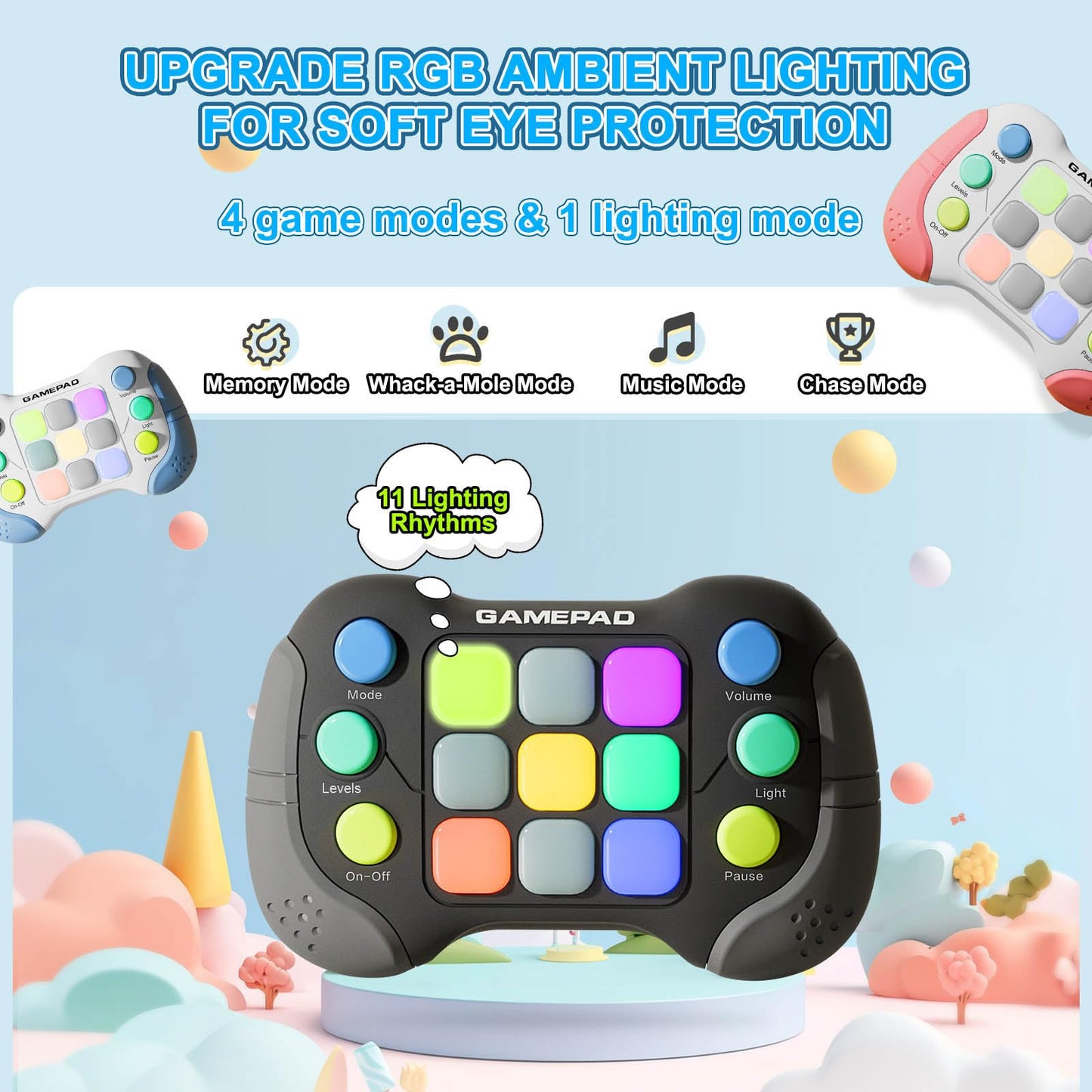 YouJabz Portable Game Console, Upgraded Quick Press Game, Light up Fidget Toy for Boys Girls Toddler, Fast Push Controller, Mini AutismToys Gaming Gift for Children Student, Back to School