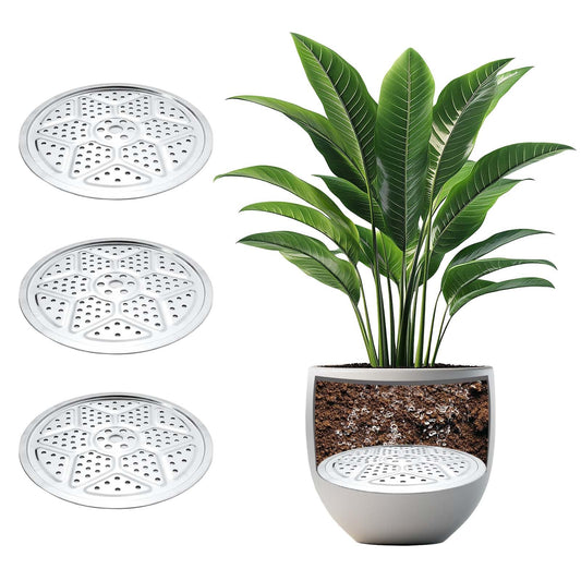 3PCS Round Planter Inserts for Large Tall Pots, 13" Stainless Steel Flower Pot Lift Insert Portable Planter Accessories Circular Plant Risers for Inside Pots with Drainage Hole, Use Less Potting Soil