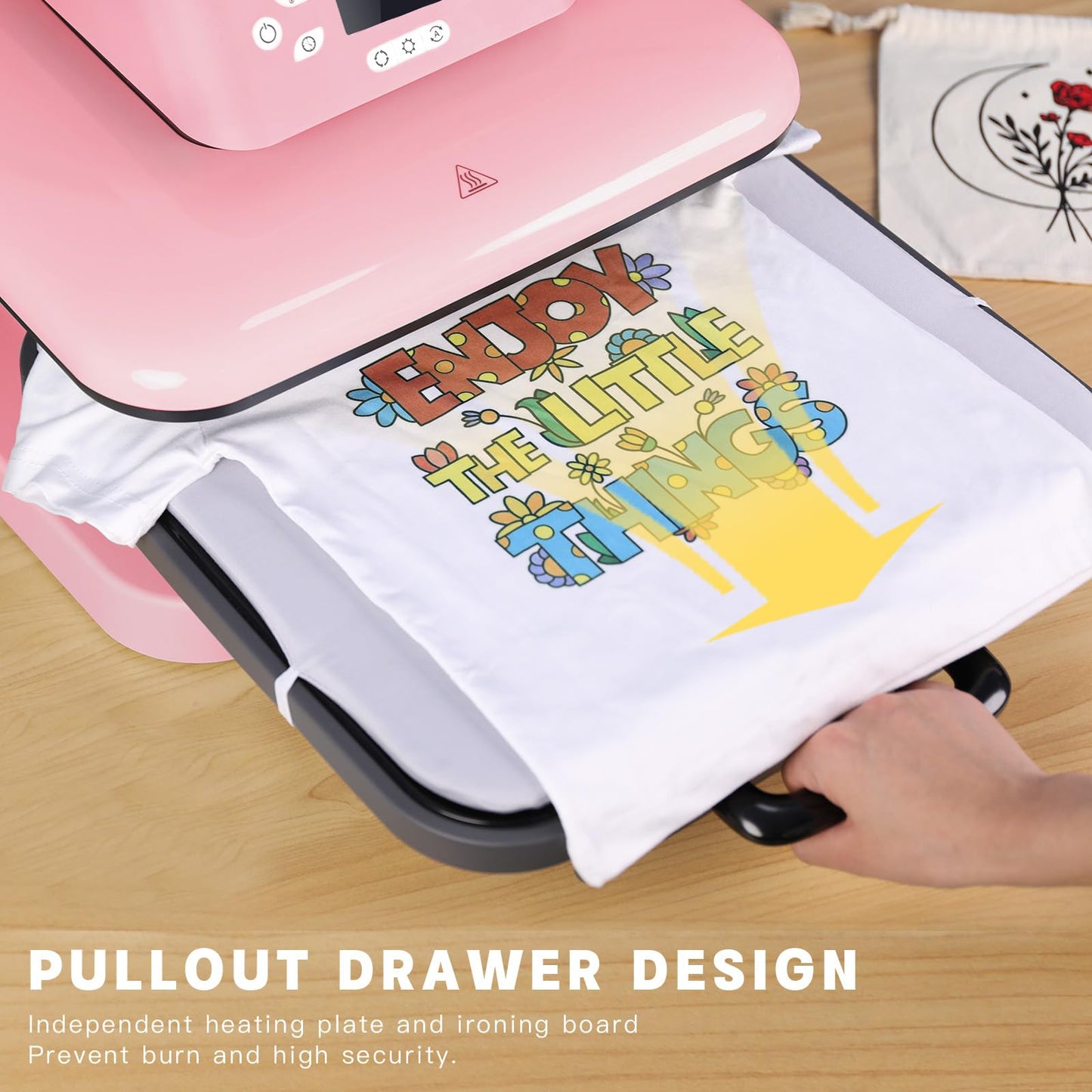 HTVRONT Auto Heat Press Machine for T Shirts, Auto Tumbler Heat Press, Pink