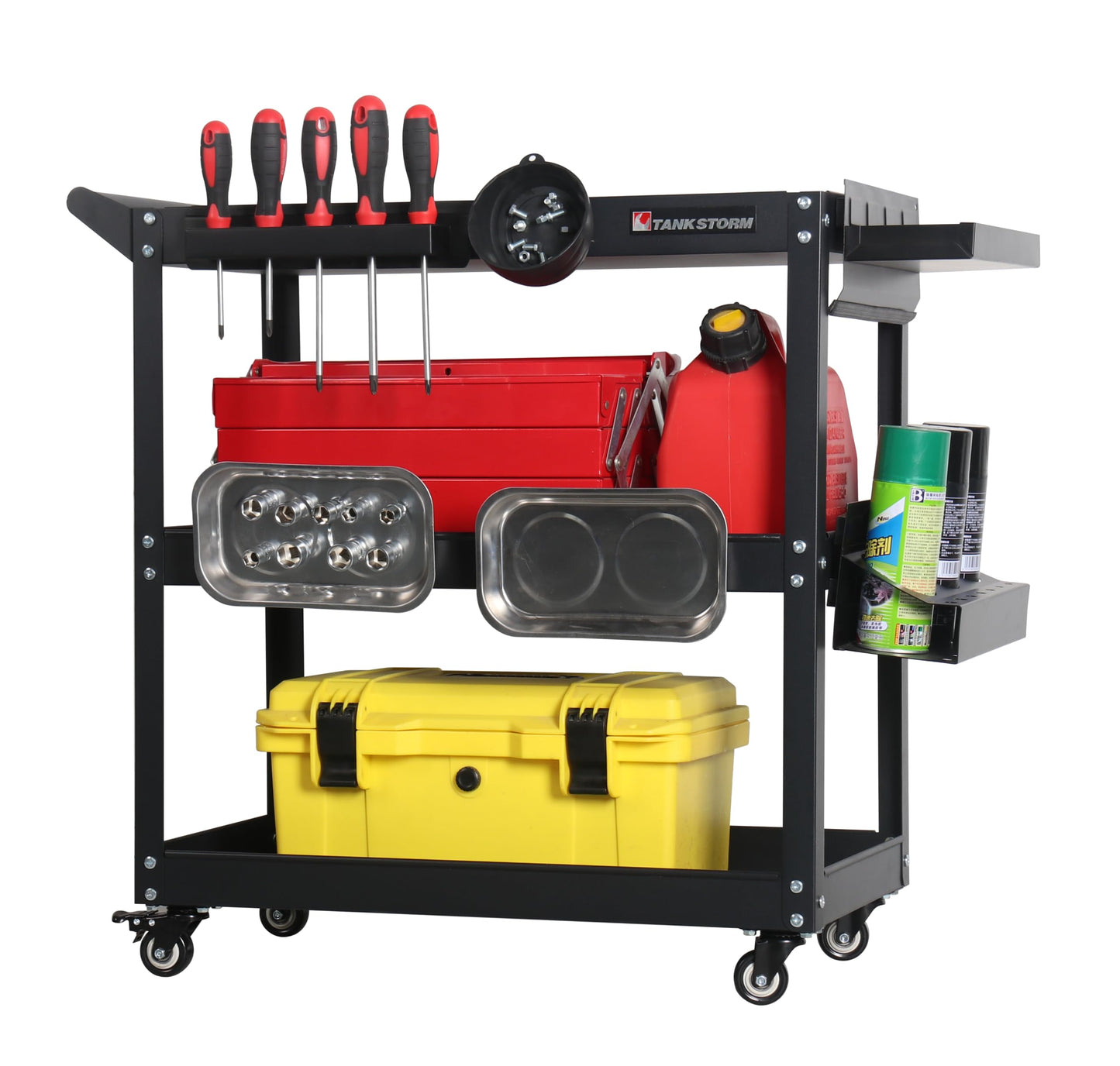 Tool cart on Wheels TANKSTORM Service Tool Cart 3 Tire Rolling cart, Industrial Commercial Service Cart TQ112